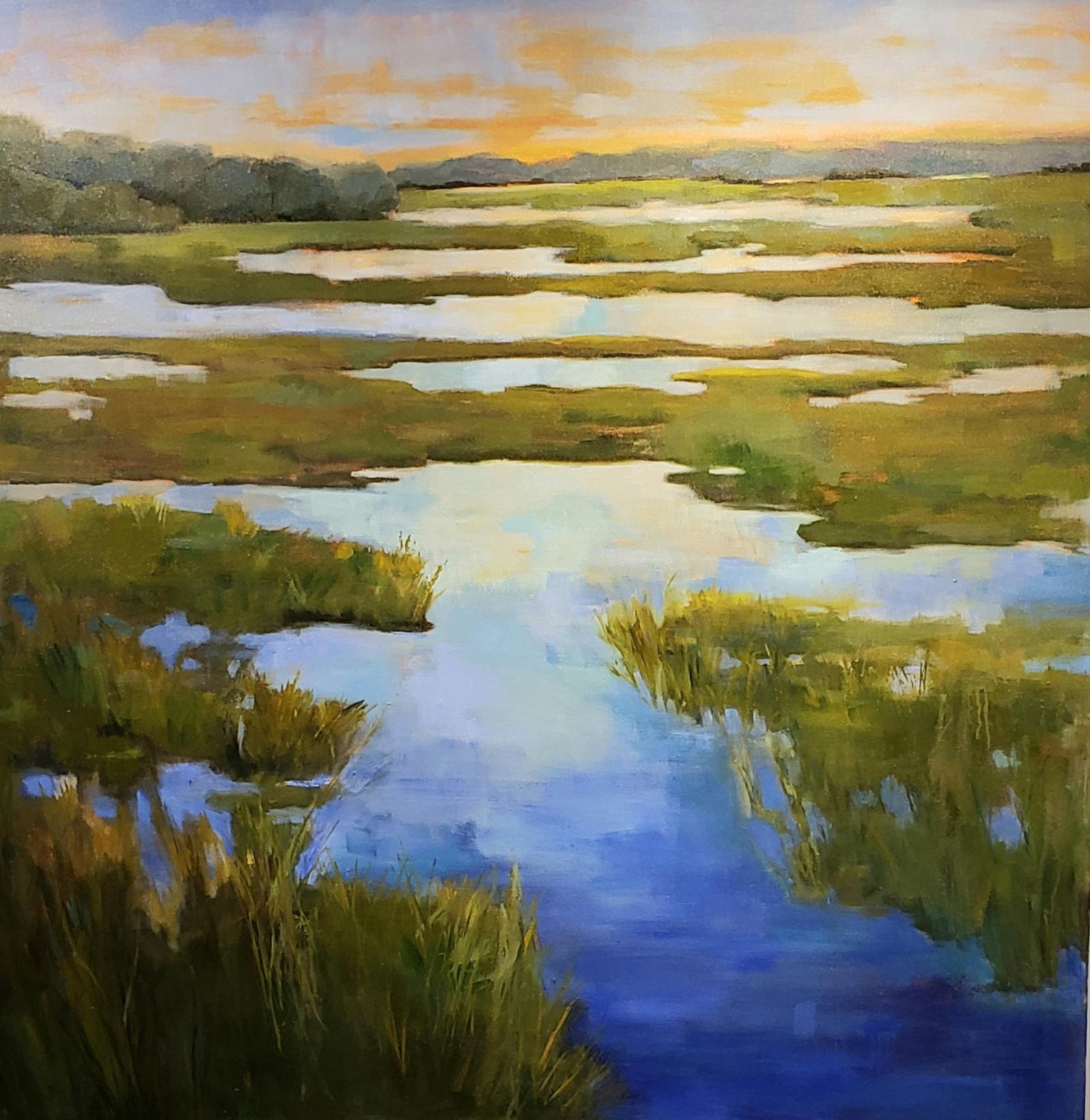 Eleanor McCarthy Landscape Painting - Meandering, Contemporary Impressionist Oil , Landscape, Texas Artist 