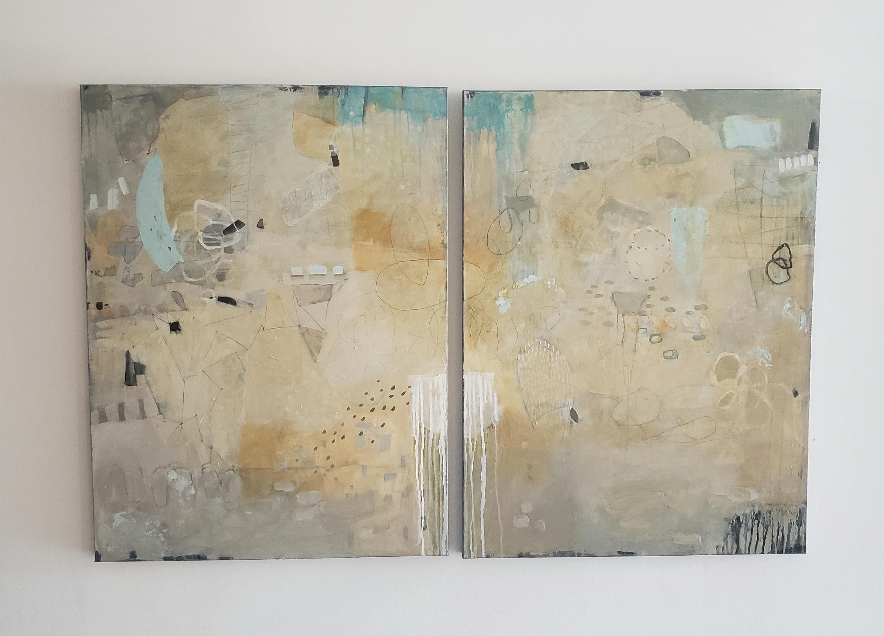 Eleanor McCarthy Abstract Painting - Order from Chaos , Acrylic, Abstract , Diptych 40 x 60 Free Shipping