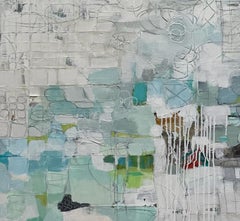 Pondering Acrylic on Canvas Contemporary  Abstract  Texas Artist, Blues, 48x36