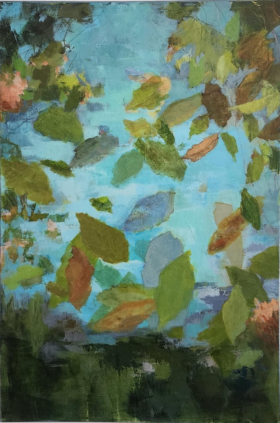 Pondering Acrylic on Canvas Contemporary  Abstract  Texas Artist, Blues, 48x36 For Sale 4