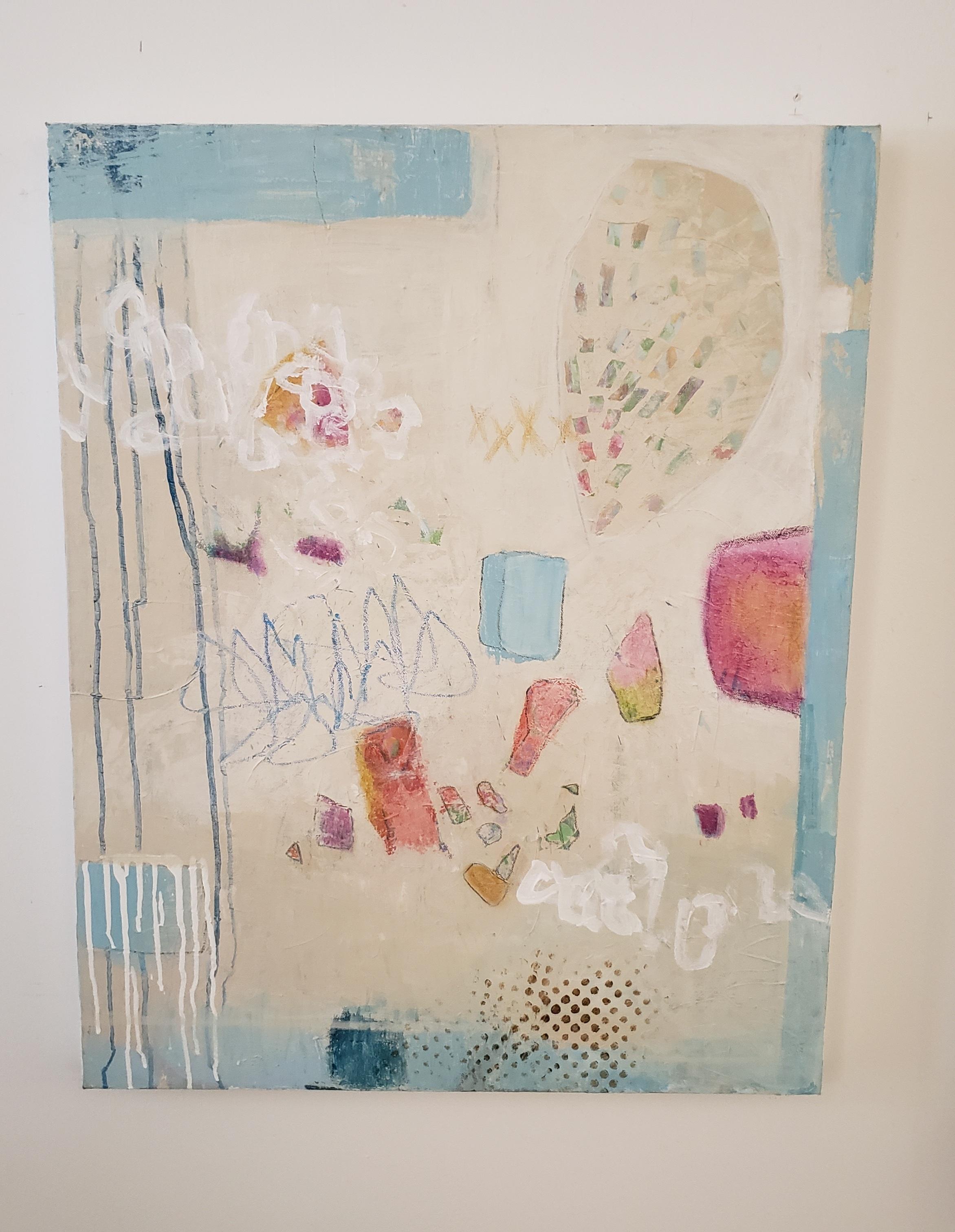  Abstrakt, Acryl und farbiger Bleistift, 30 x 24, Texas Künstler, Random Thoughts  – Painting von Eleanor McCarthy
