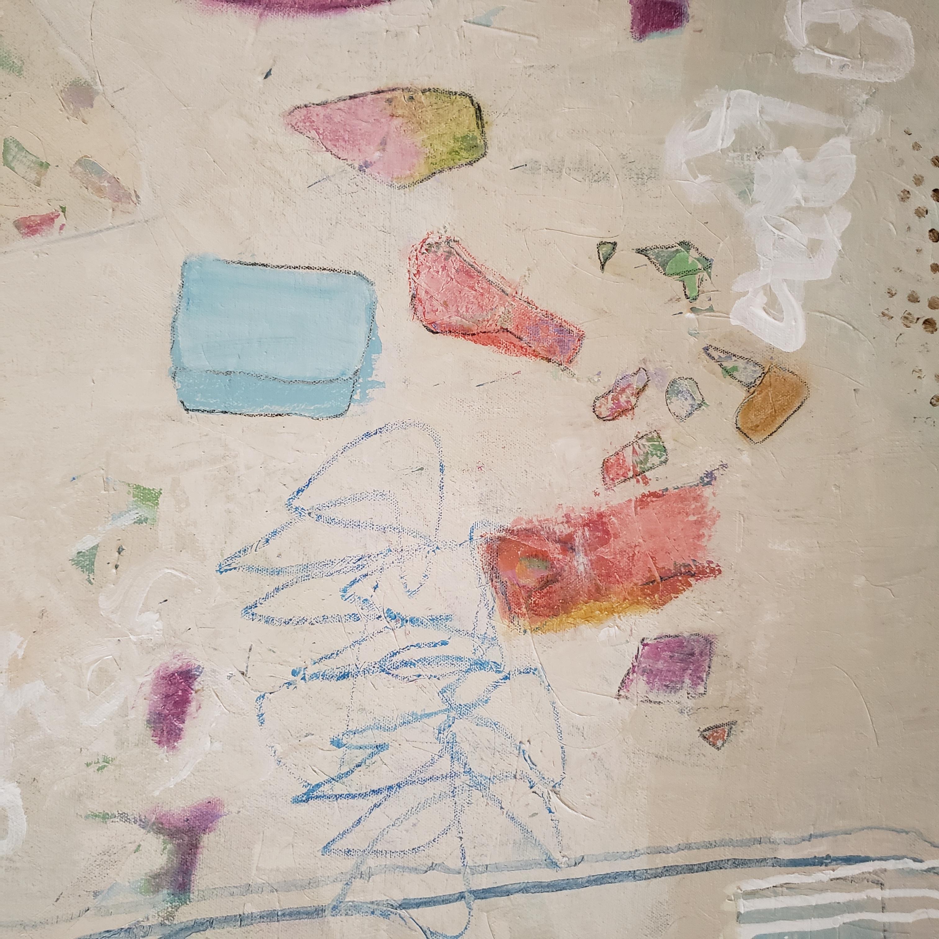  Abstrakt, Acryl und farbiger Bleistift, 30 x 24, Texas Künstler, Random Thoughts  (Impressionismus), Painting, von Eleanor McCarthy