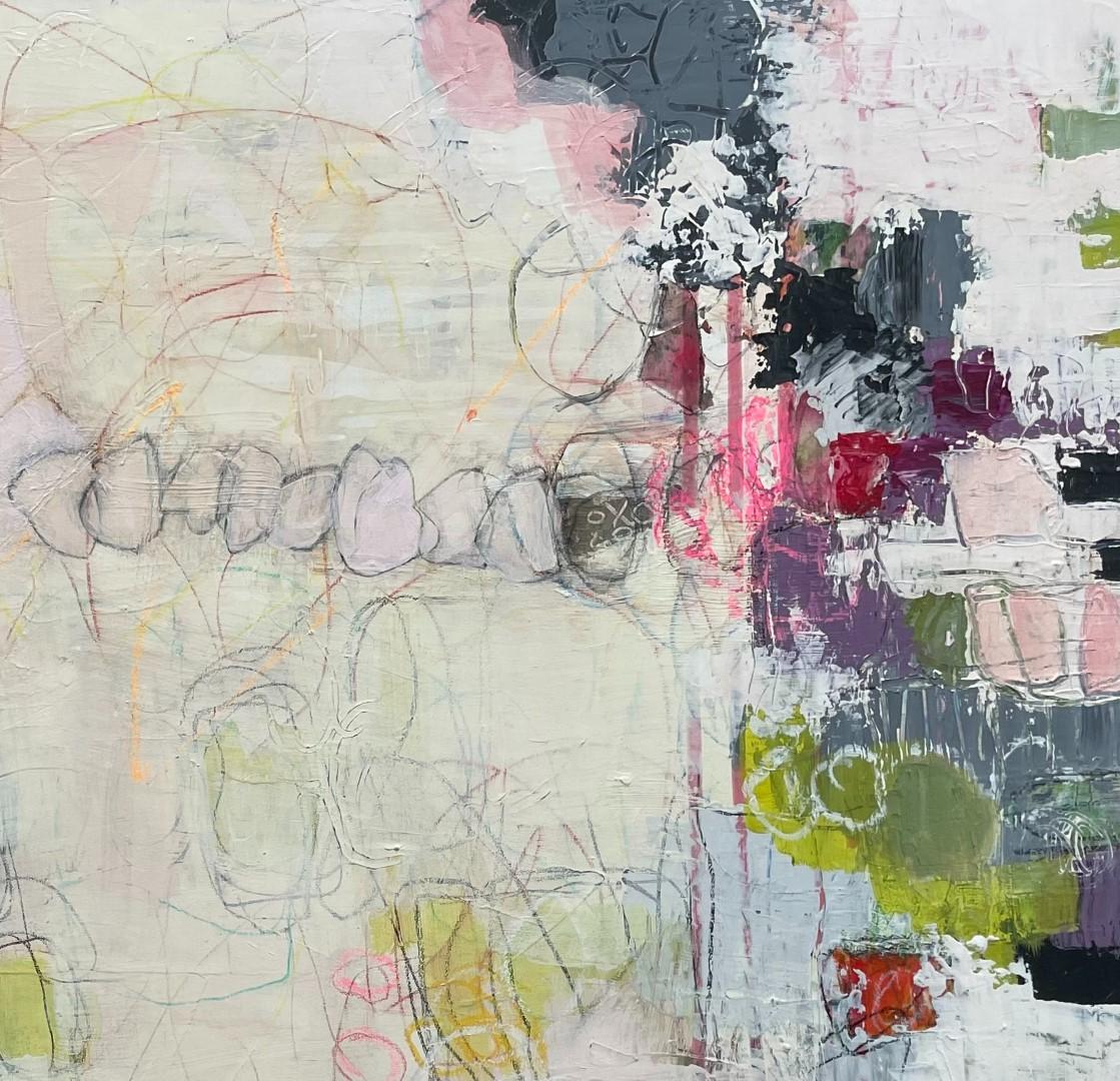 So Many Questions , Acrylic, Abstract, 24x30, Variety of Colors , Framed - Painting by Eleanor McCarthy