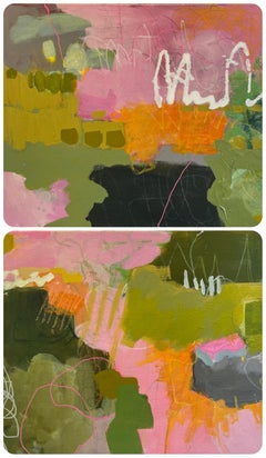 Twilight I & II Acrylic/ Canvas, Abstract Landscape, 16 x 20(2) 