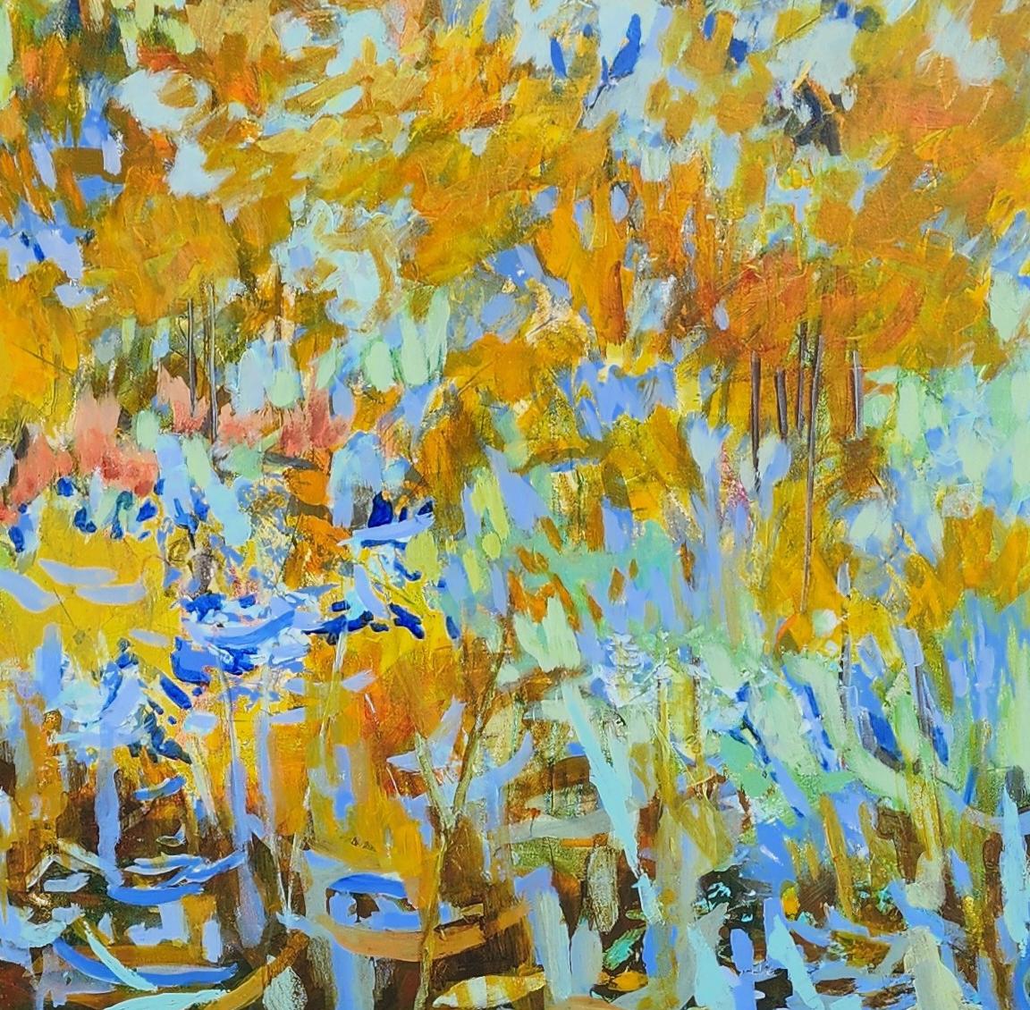 Valzer dei boschi  Paesaggio astratto luminoso  Colori   Nuovo lavoro 2025 - Landscape Painting Marrone di Eleanor McCarthy
