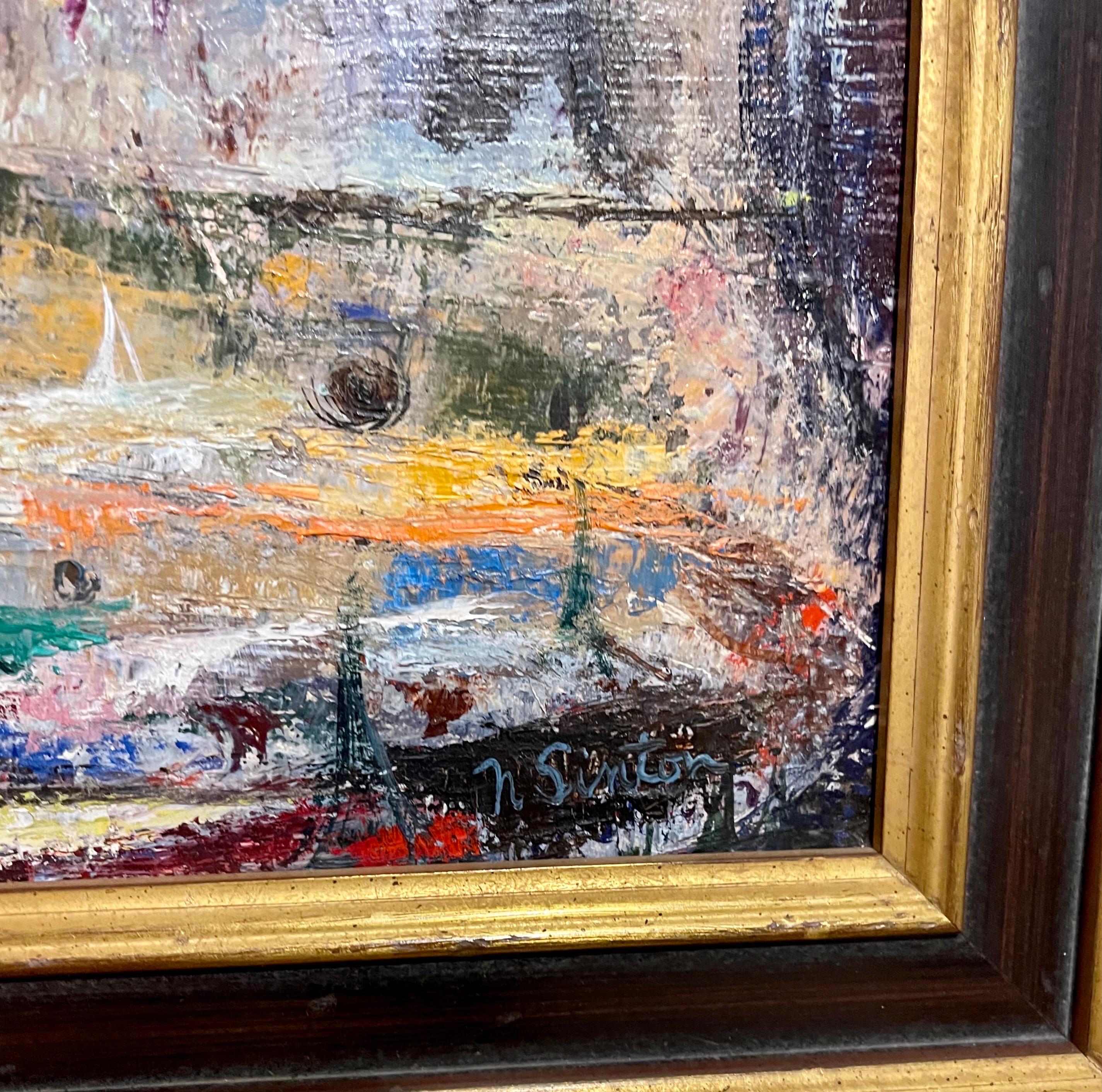Nell Sinton Abstract Expressionist Landscape San Francisco California Modernist - Beige Abstract Painting by Eleanor Nell Sinton