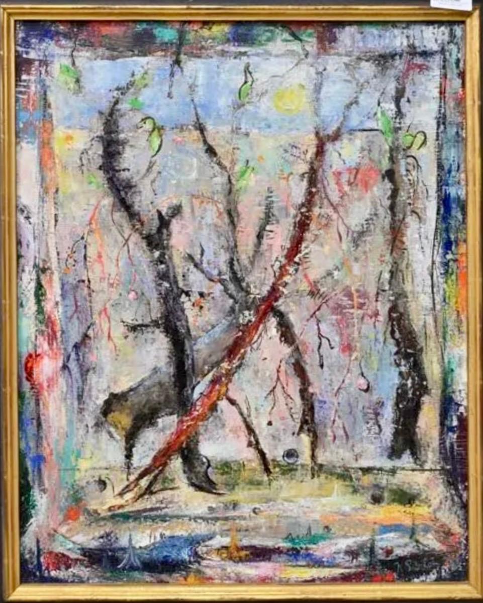 Eleanor Nell Sinton
Roots and Stems 1950, 
Oil on canvas, 
Signed lower right N. Sinton, 
Provenance: Braunstein Quay Gallery (bears label verso)
Framed: 24.5 X 20.5  sight 21 X 17 inches.

Nell (Eleanor) Sinton (1910-1997) was a painter, art