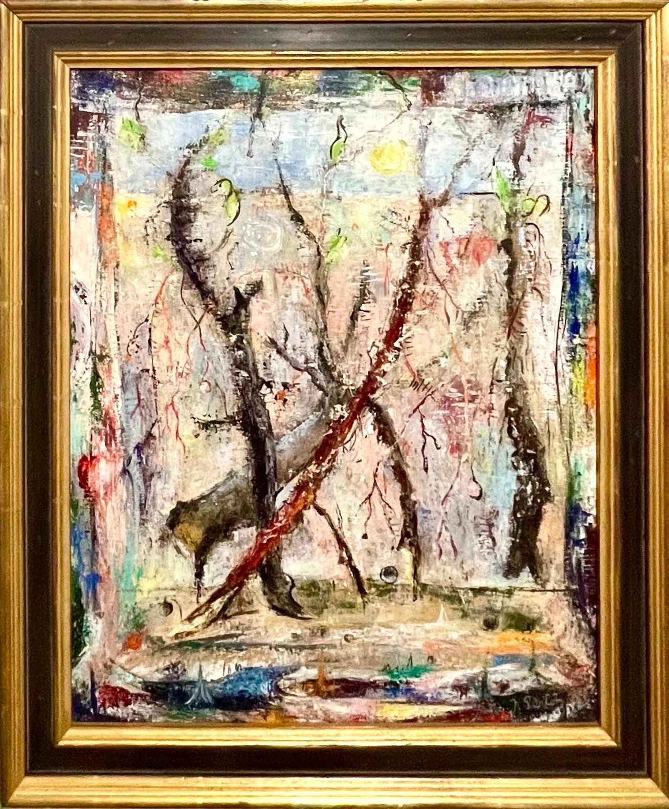Nell Sinton Abstract Expressionist Landscape San Francisco California Modernist - Beige Abstract Painting by Eleanor Nell Sinton