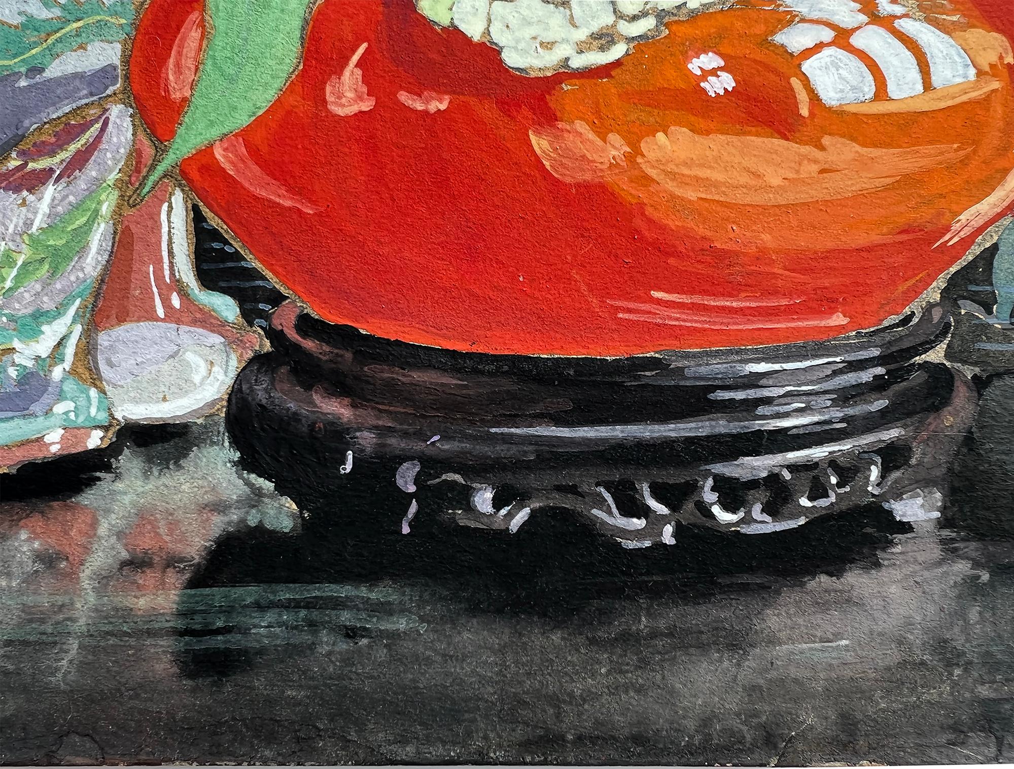 Cette peinture colorée d'Eleanor Parke Custis est dans l'esprit de Louis Valtat et des Fauves. Le sujet des fleurs au premier plan est répété à l'arrière-plan.  Elle est à cheval sur la ligne entre l'abstraction et la représentation. Signé en bas à