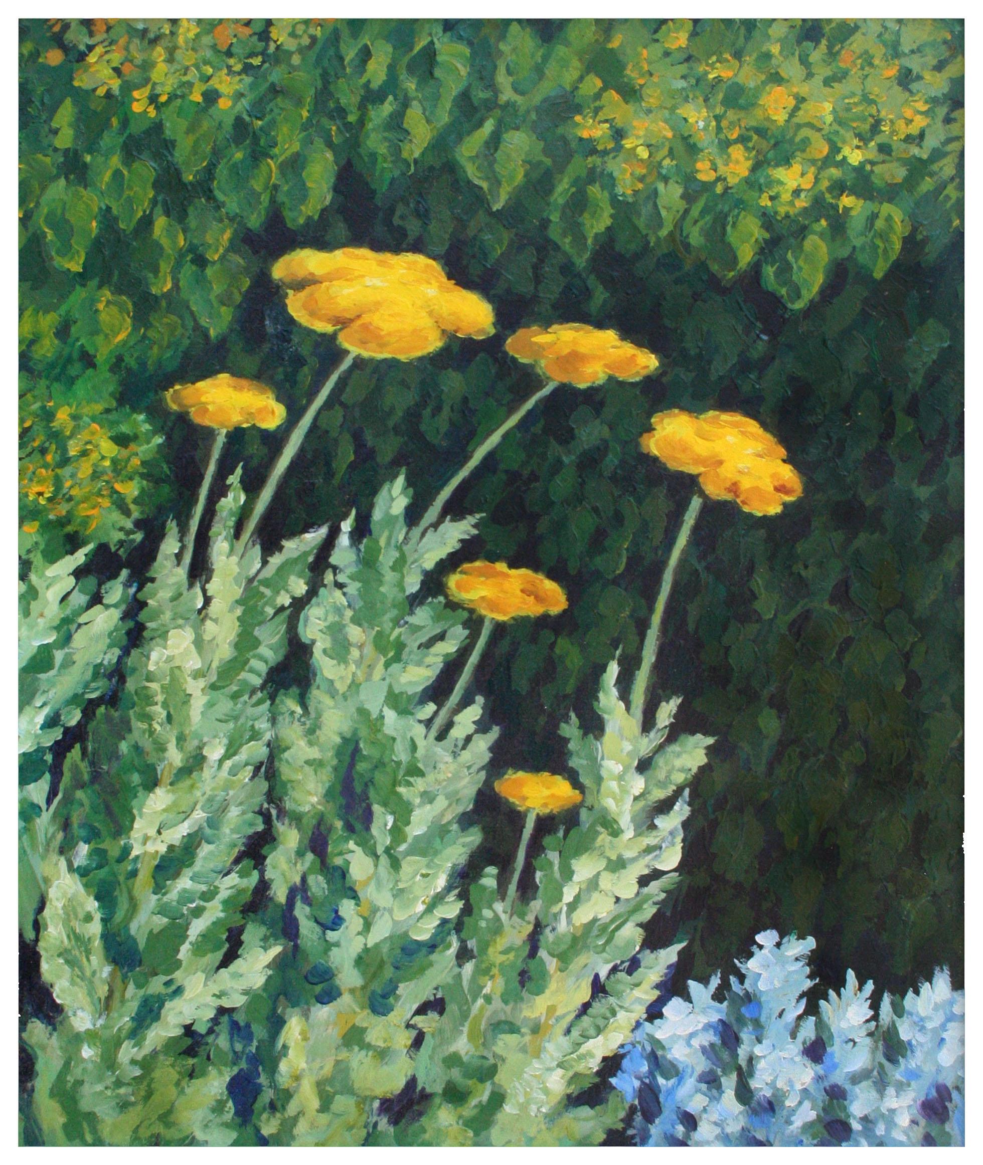 Achillea Moonshine Floral  - Painting by Eleanor Perry