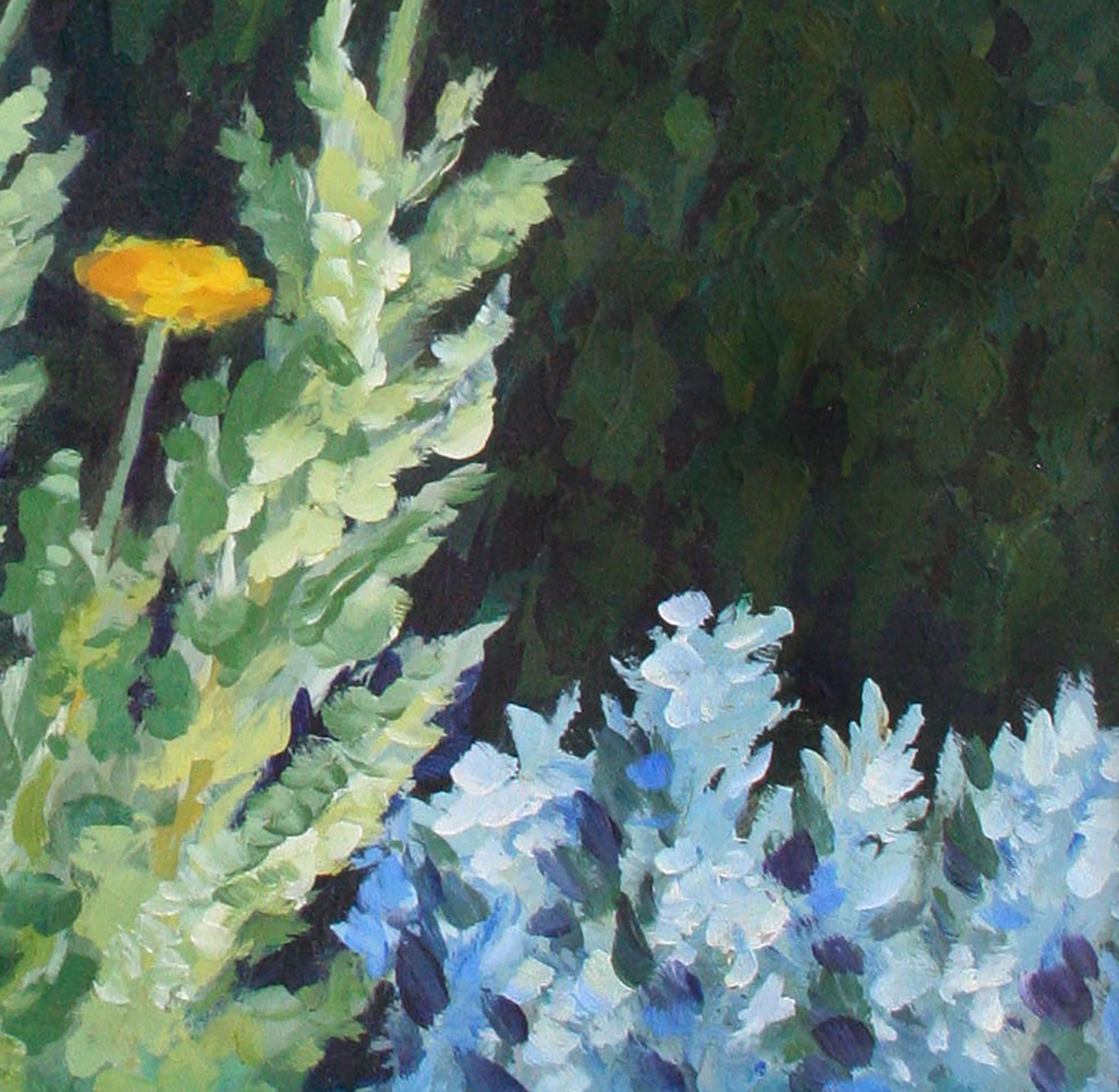 Achillea Floral - Landscape Painting Marrón de Eleanor Perry