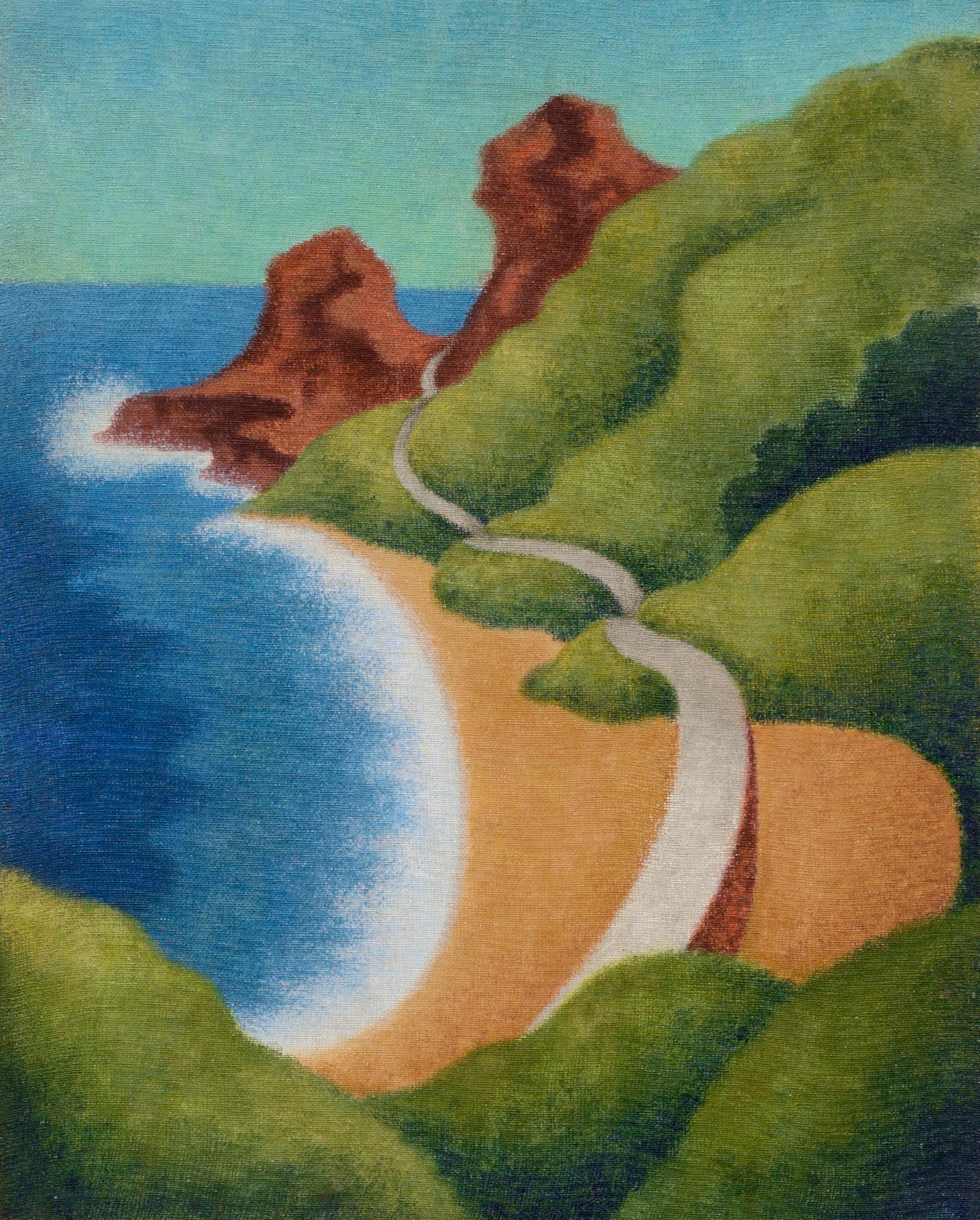 Big Sur Coast - Art Deco Landscape - Painting by Eleanor Perry