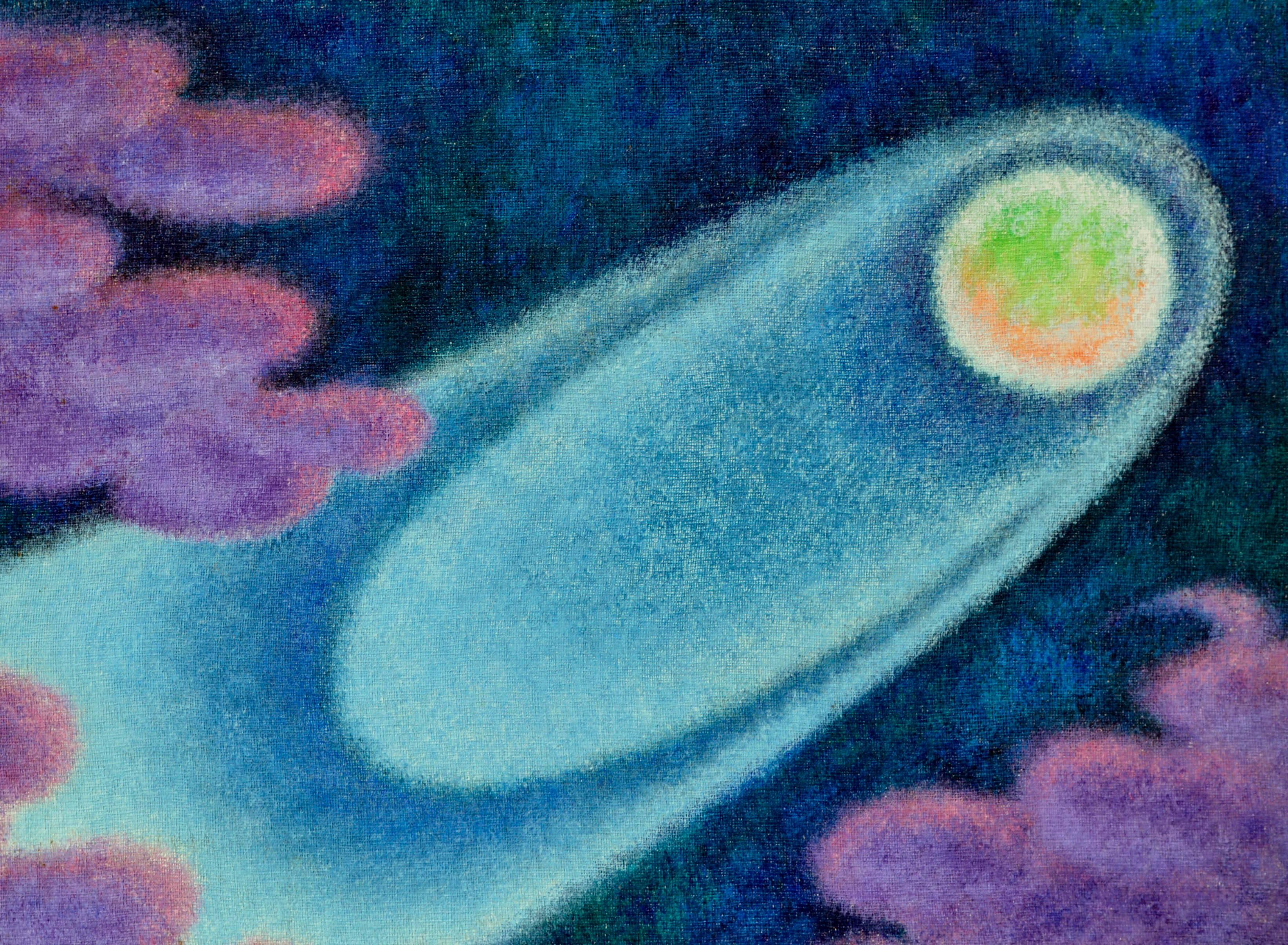 Comme une Comète - Ciel nocturne à l'huile sur Masonite - Painting de Eleanor Perry