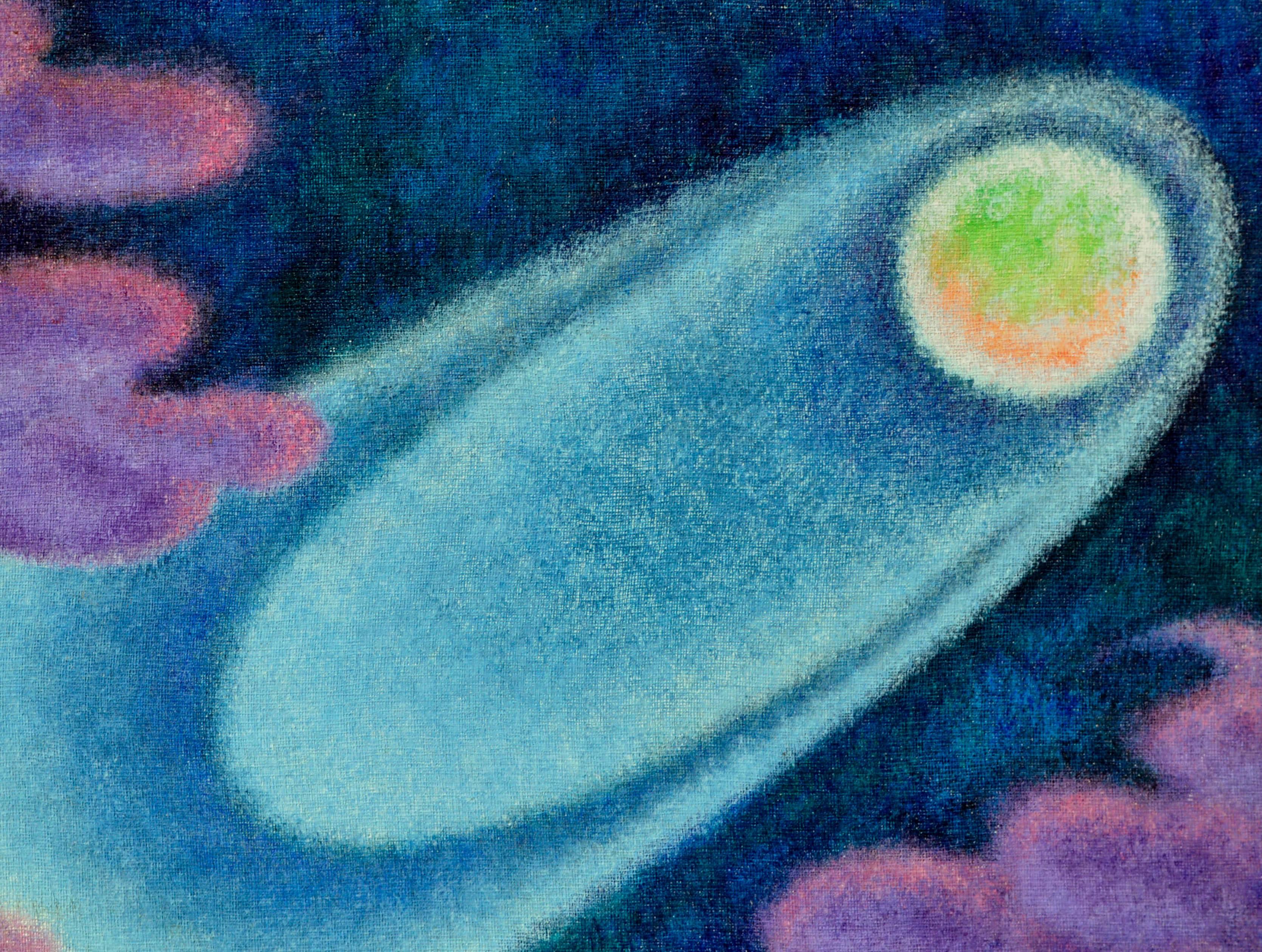Comme une Comète - Ciel nocturne à l'huile sur Masonite - Modernisme américain Painting par Eleanor Perry