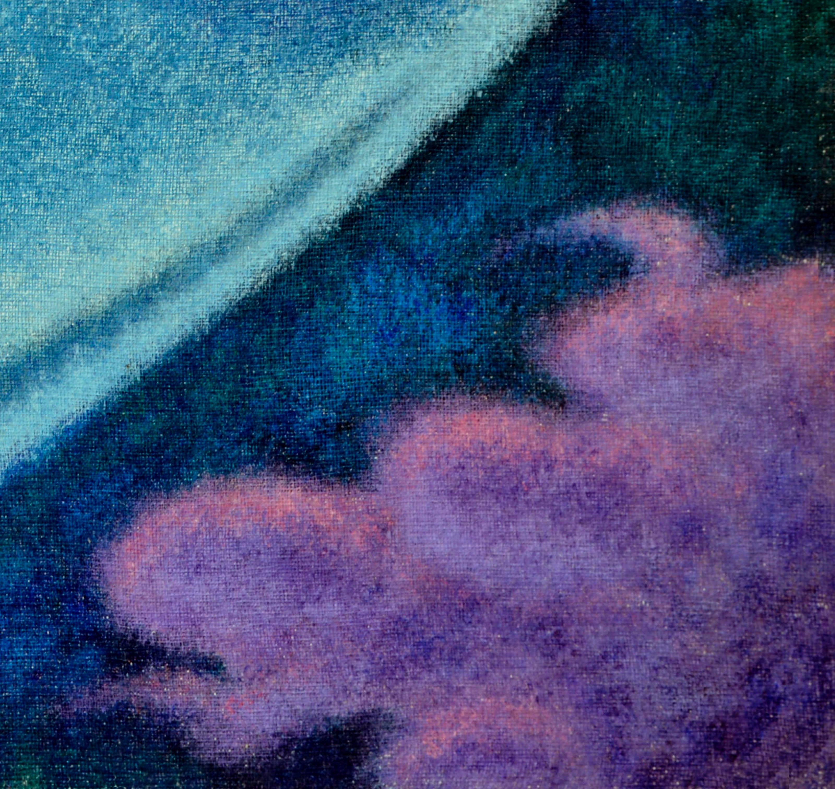 Comme une Comète - Ciel nocturne à l'huile sur Masonite

Peinture à l'huile surréaliste d'un paysage de comète par un artiste de San Francisco, Californie.  Eleanor Perry (américaine, 1928-2014). Signé 
