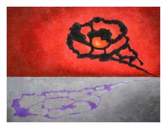 Paysage de réflexion céleste du milieu du siècle dernier à l'huile sur massonite