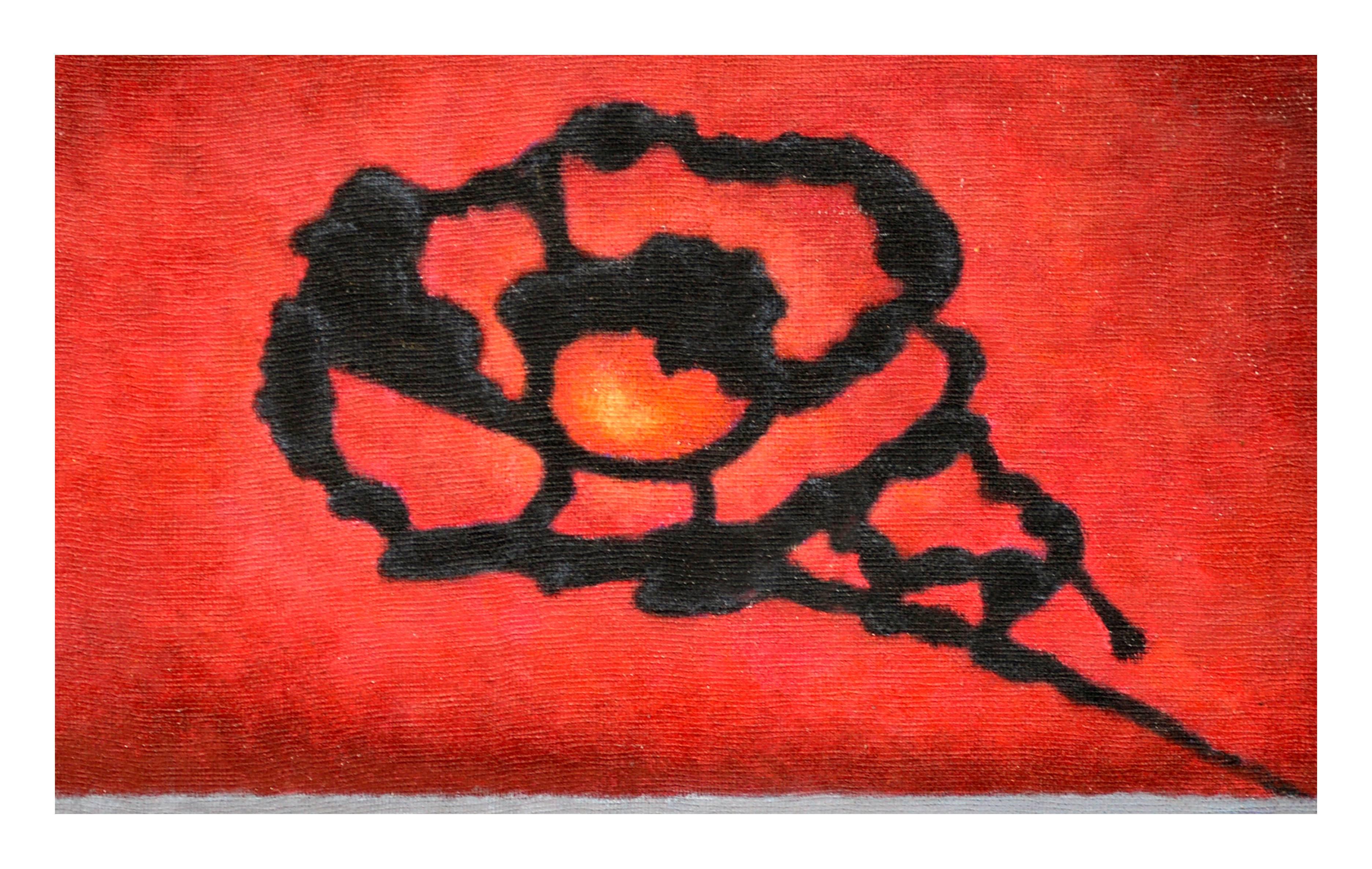Mid Century Celestial Reflection Landscape in Oil on Masonite - Brown Abstract Painting by Eleanor Perry