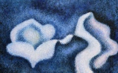 Rose bleue moderne abstraite, florale minimaliste abstraite vintage d'Eleanor Perry