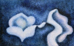 Modern Abstract Blue Rose, Vintage Abstracted Minimalist Floral by Eleanor Perry