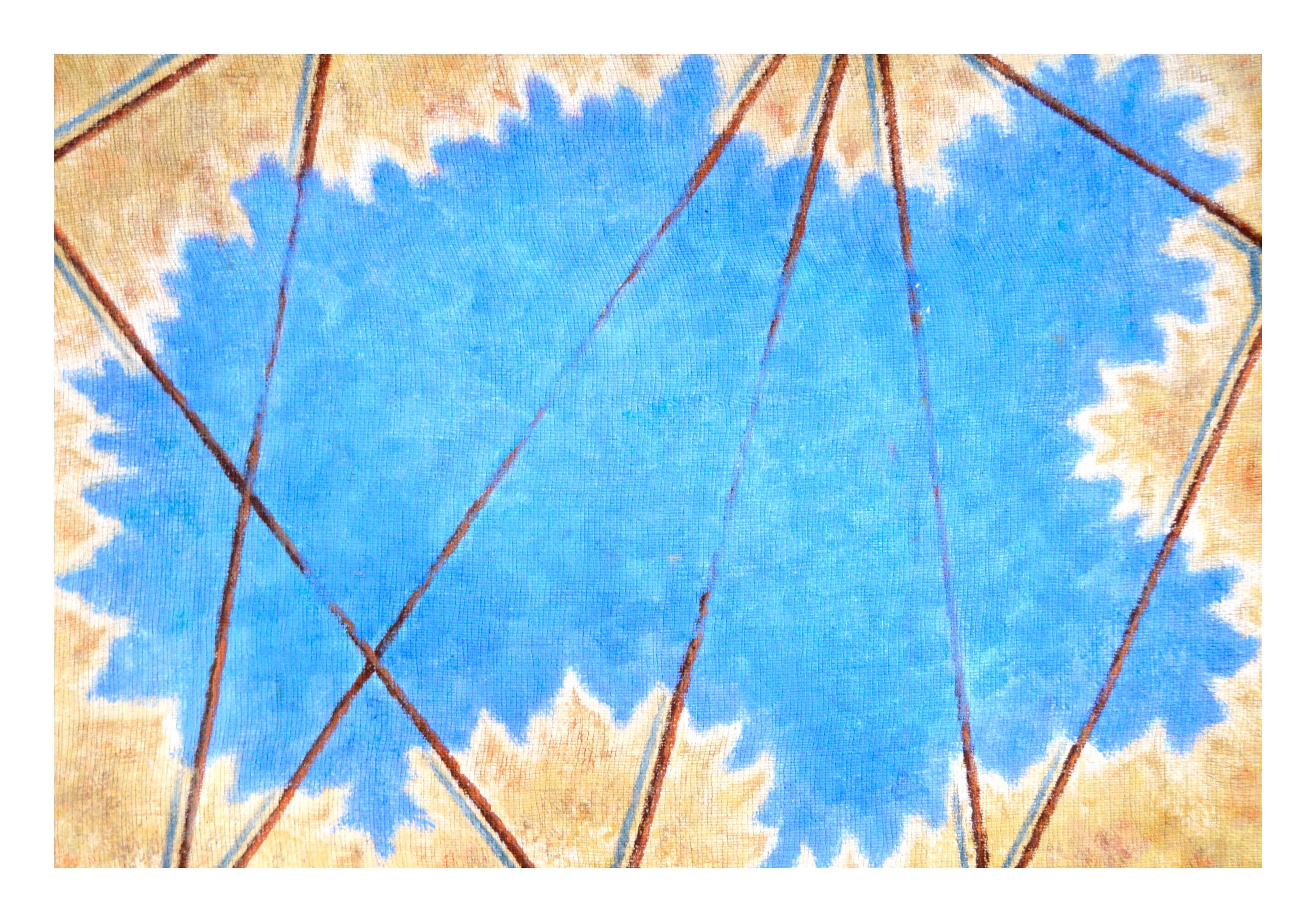 Patch of Cyan, Vintage Electric Blue Geometric Abstract by Eleanor Perry For Sale 1