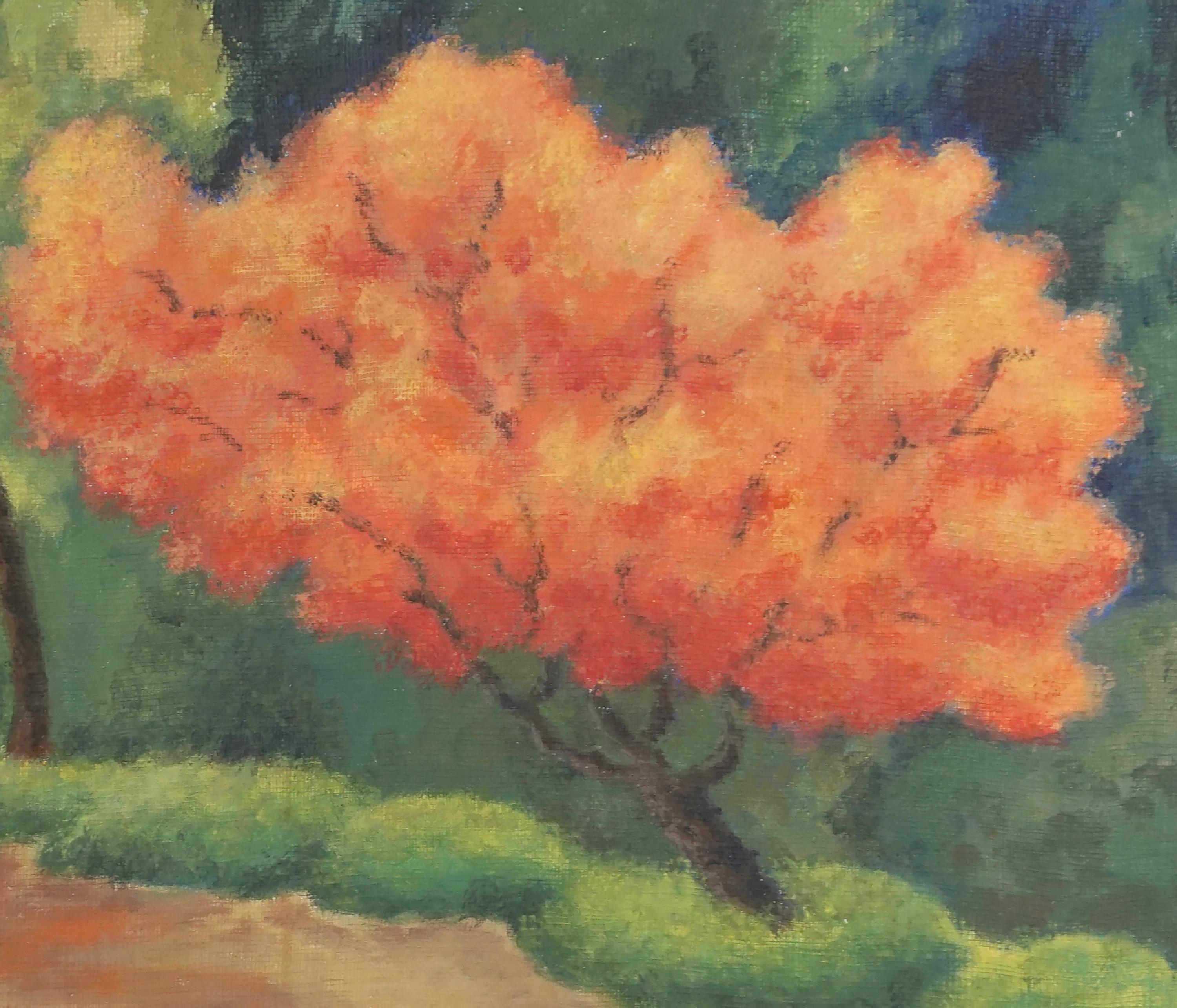 Paysage vintage en vigne d'érable - Impressionnisme américain Painting par Eleanor Perry