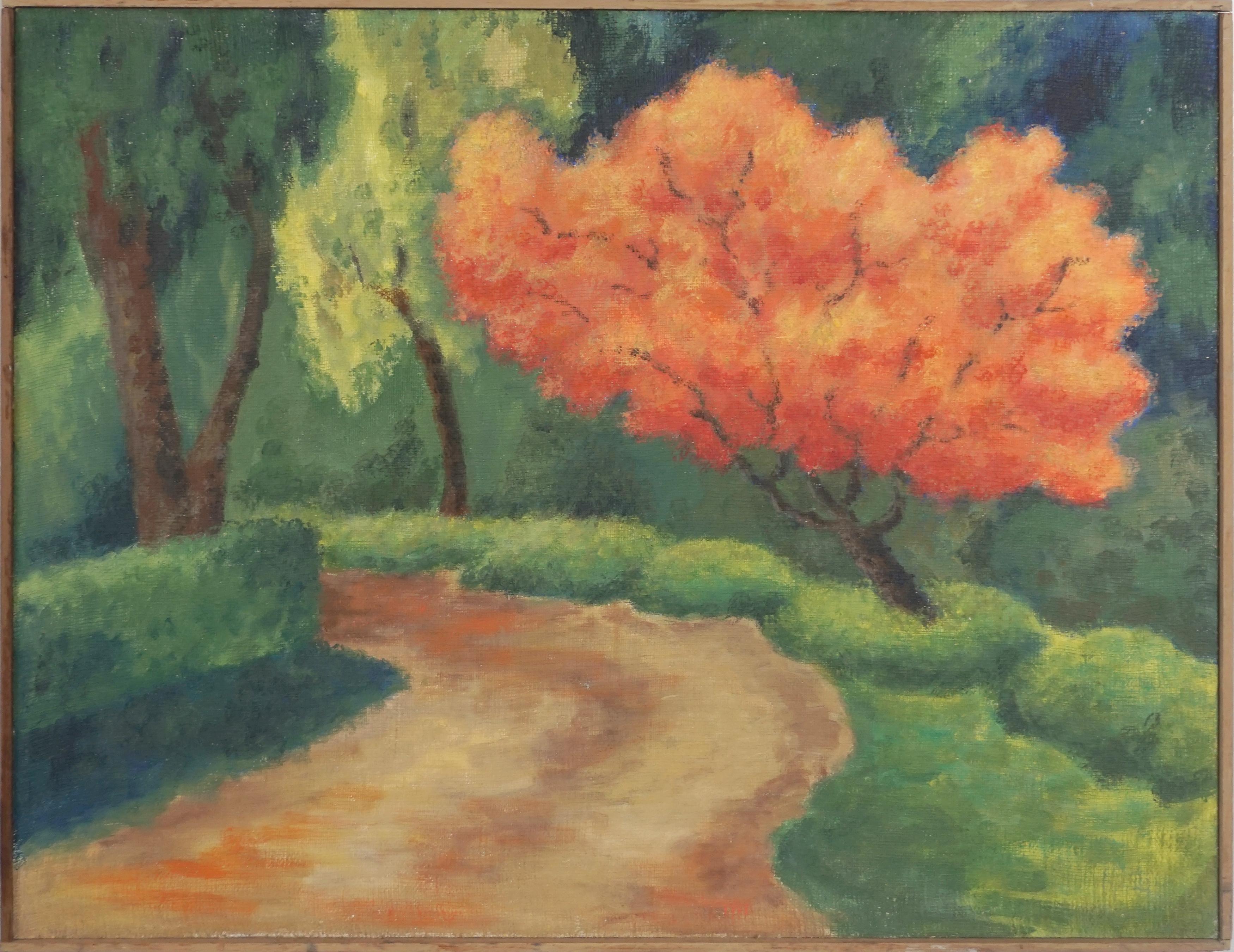 Eleanor Perry Landscape Painting - Vintage Maple Tree Lane Landscape