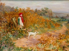 Eleanor S. Wood, British Impressionist Landscape with Child and Terrier