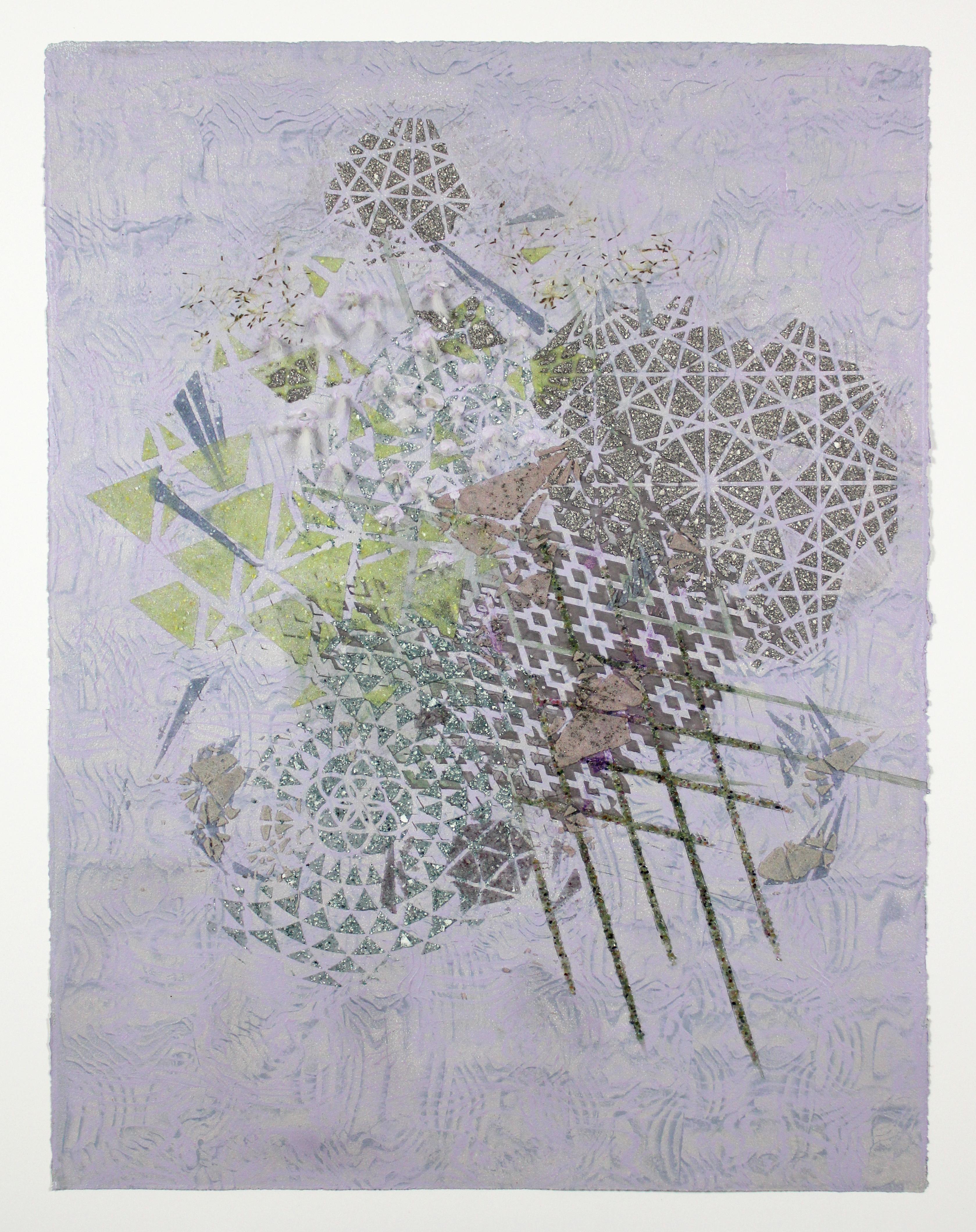 Animal Vegetable Mineral - Contemporary Abstract Pattern Crushed Opal Aqua, 2021 - Mixed Media Art de Eleanor White