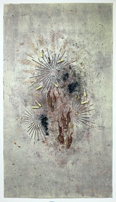 Ash and Brimstone, Silver, Brown, Yellow, Mixed Media Texture Abstract Pattern (Motif abstrait de textures mixtes)