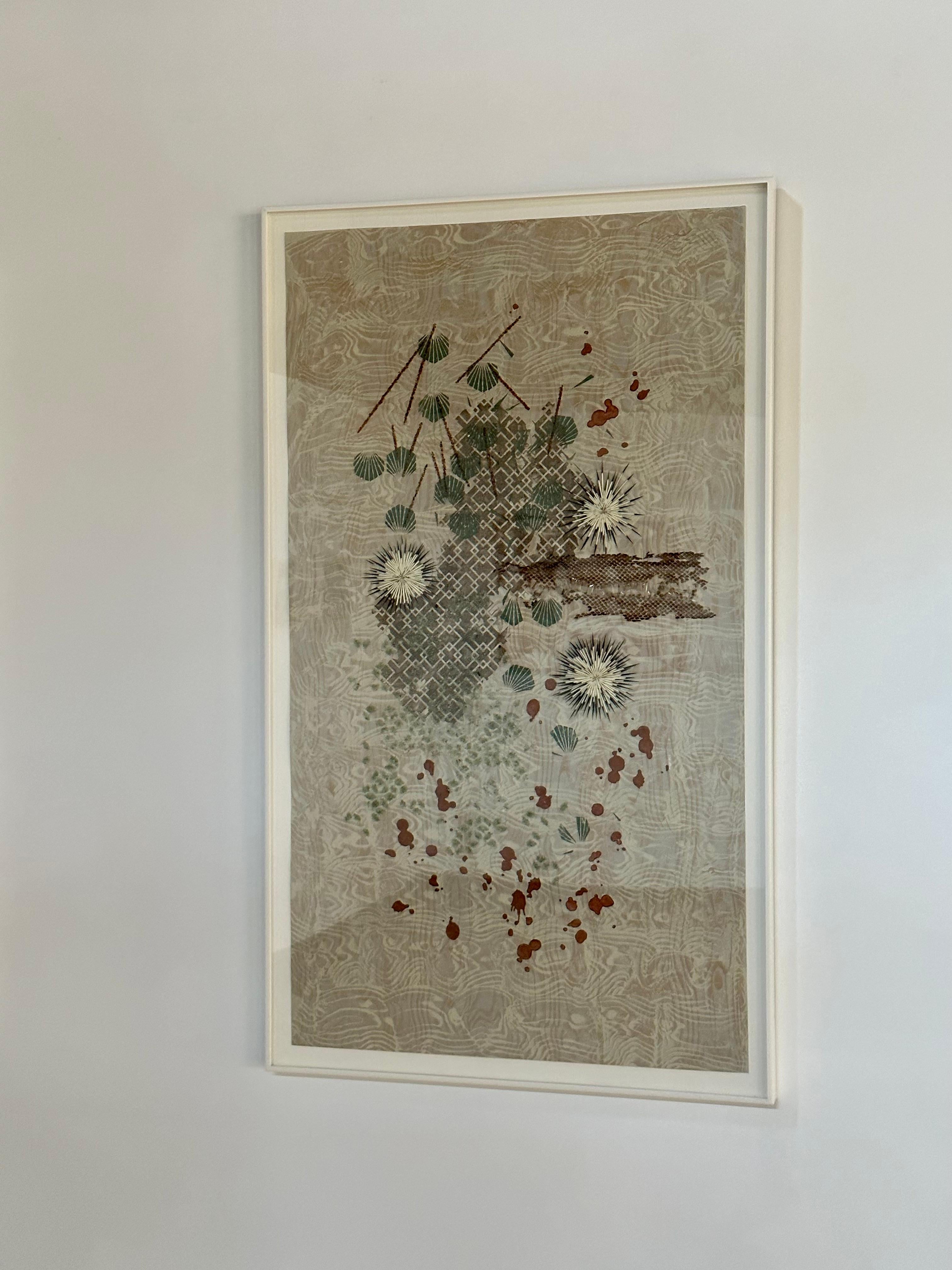 Tonbound, Jadegrün, Hellblau, gebranntes Rot, Silber, Mixed Media-Muster (Zeitgenössisch), Mixed Media Art, von Eleanor White