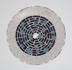 Gráfico Mandala Ocho, Azul, Carbón, Blanco Abstracto Textura Patrón Círculo