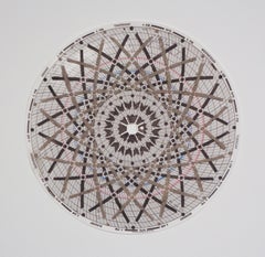 Graph Mandala Nine, Abstract Patterned Circle in Beige, Gray, White and Brown