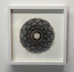 Graph Mandala One - Gray Blue Charcoal Eggshell Textured Patterned Circle, 2018