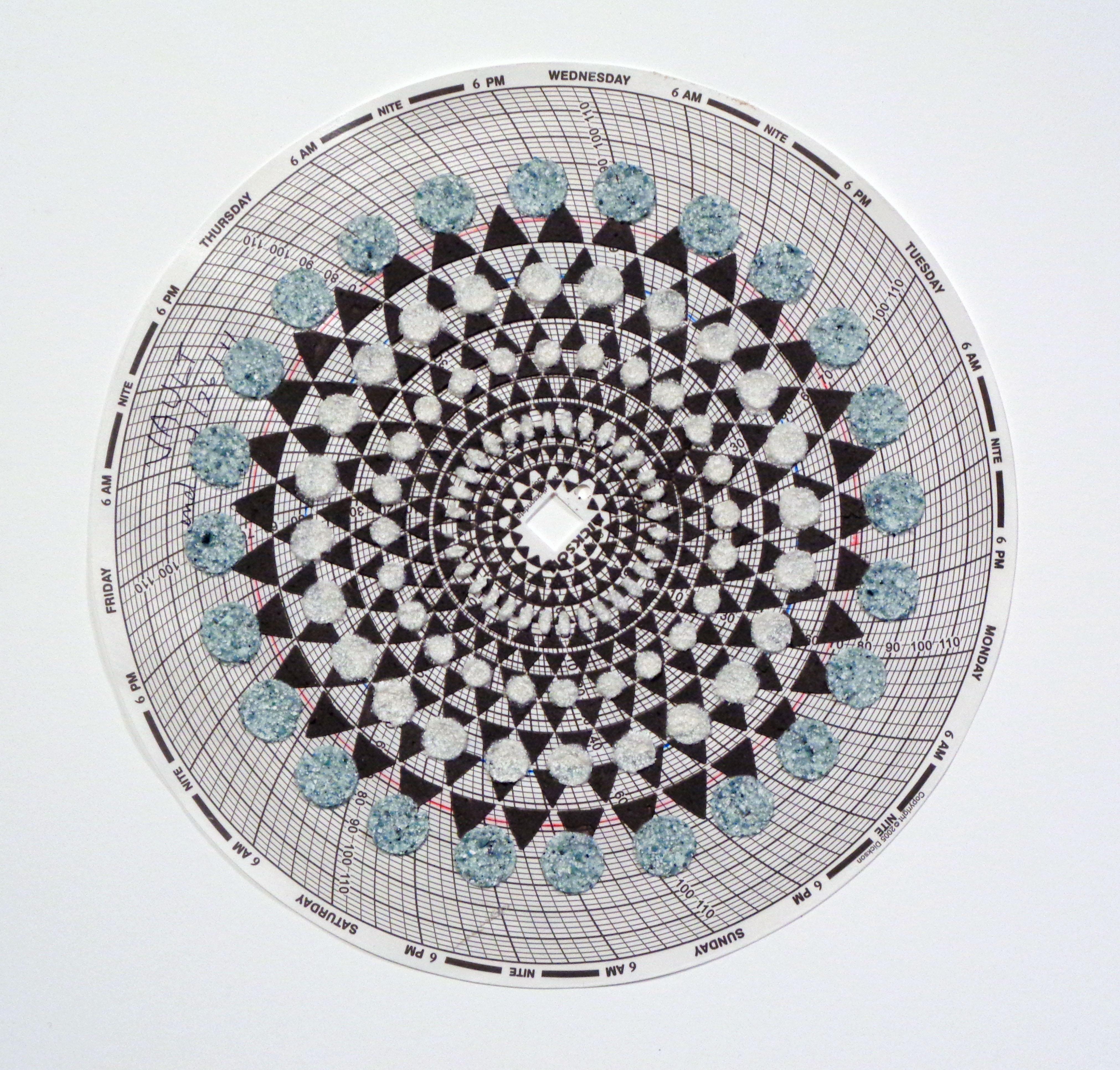 Graph Mandala Twelve, Abstract Patterned Circle in Blue, White and Brown - Mixed Media Art by Eleanor White