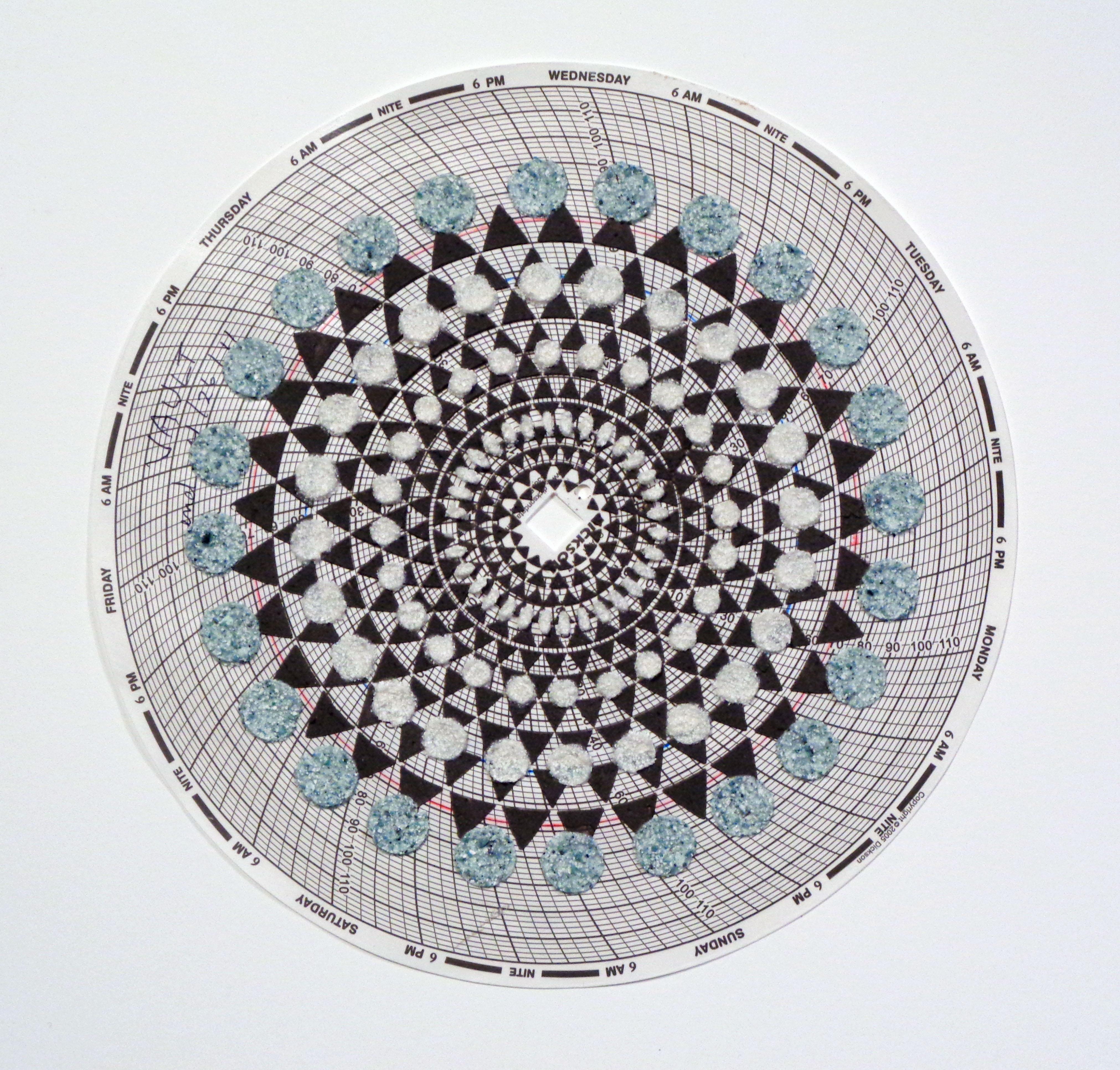 Graph Mandala Twelve, Blue, White and Brown Abstract Geometric Pattern Circle