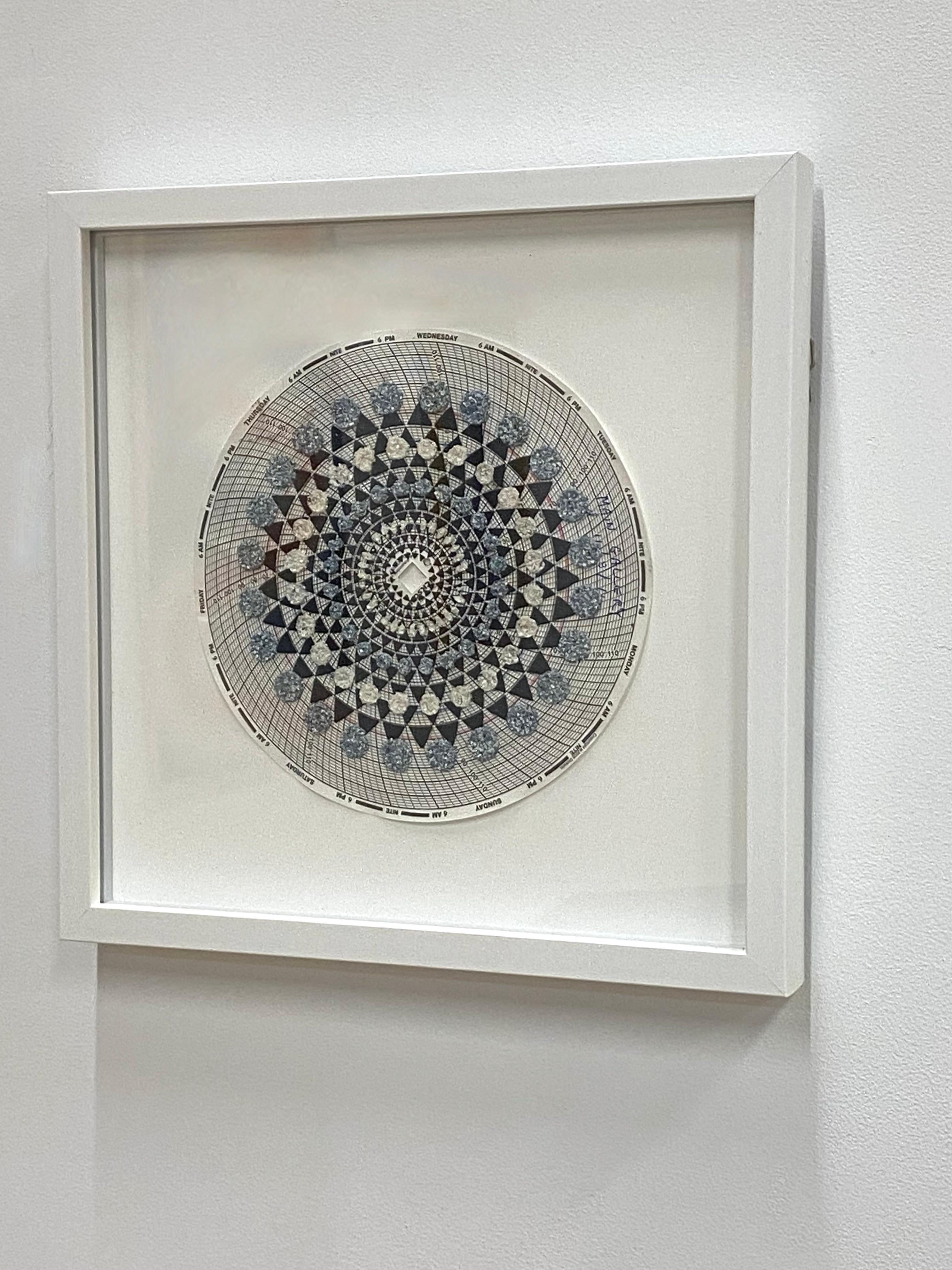 Graph Mandala Twelve - Blue White Brown Abstract Geometric Pattern Circle, 2018 For Sale 11