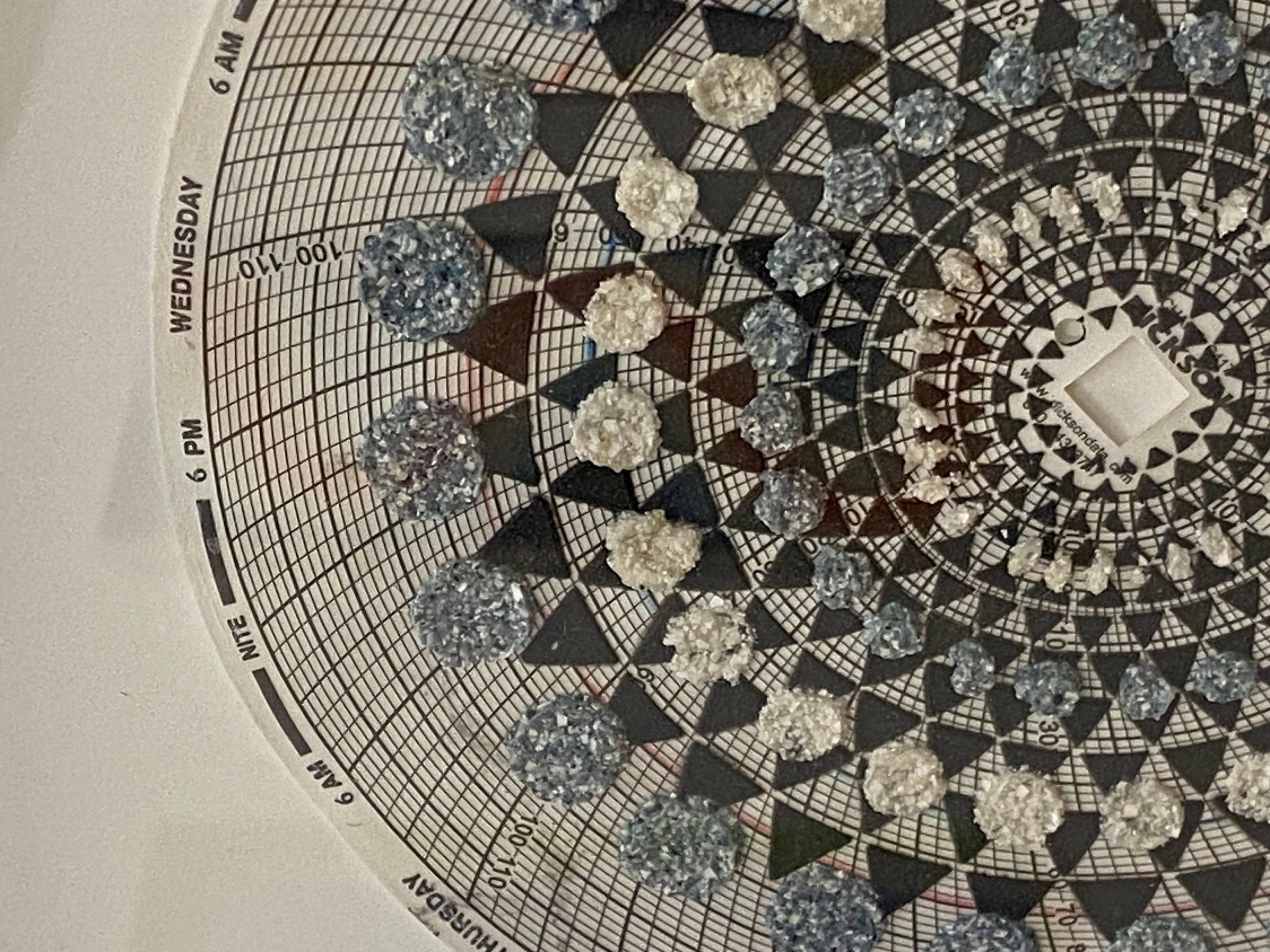 Graph Mandala Twelve - Blue White Brown Abstract Geometric Pattern Circle, 2018 For Sale 4