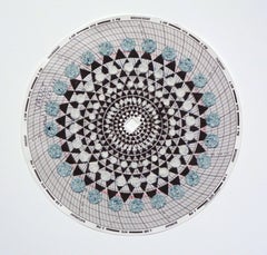 Grafico Mandala Dodici - Cerchio geometrico astratto bianco blu marrone, 2018