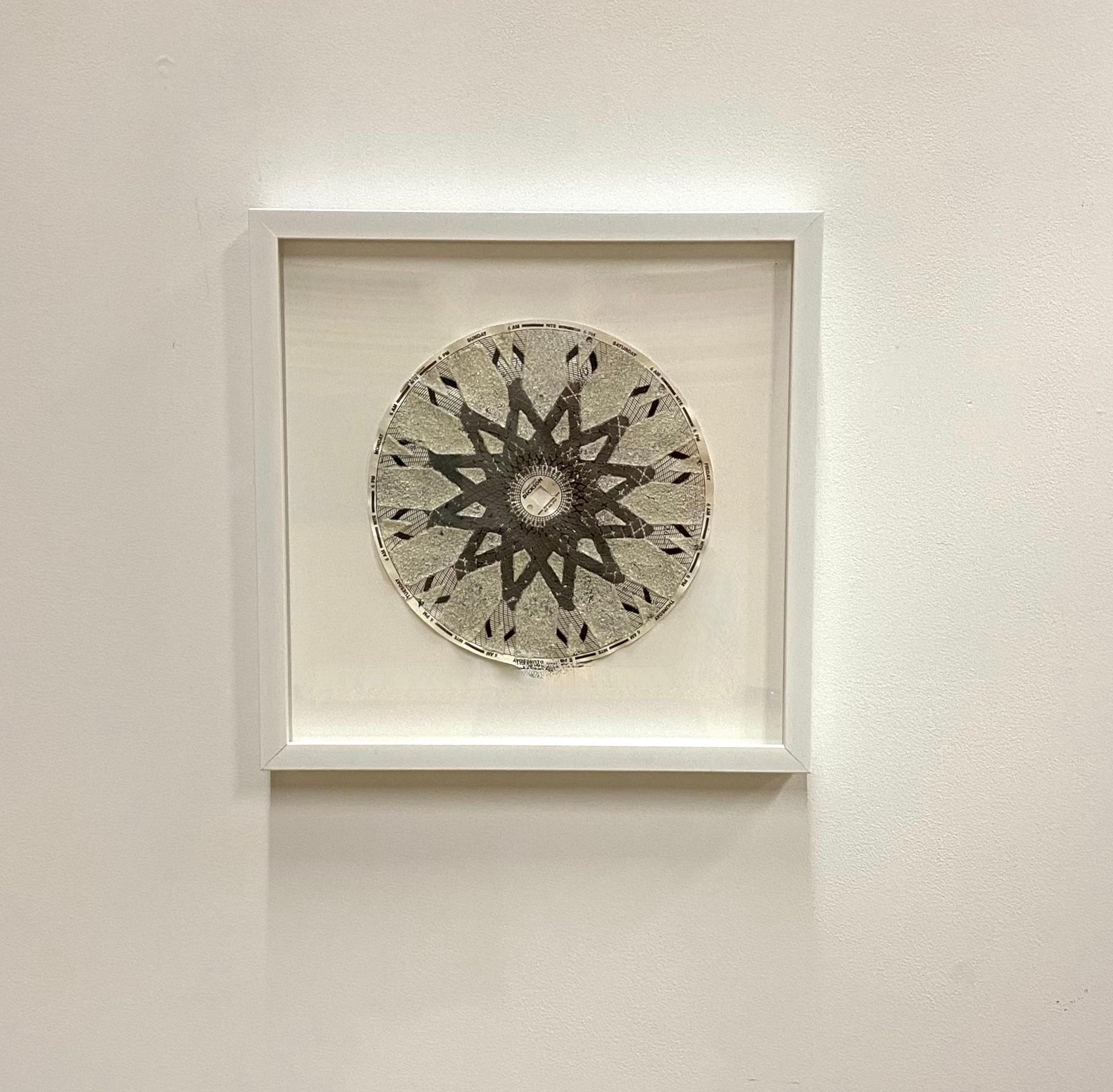 Graph Mandala Two - Brown Ivory White Abstract Textured Patterned Circle, 2018 - Contemporary Mixed Media Art by Eleanor White