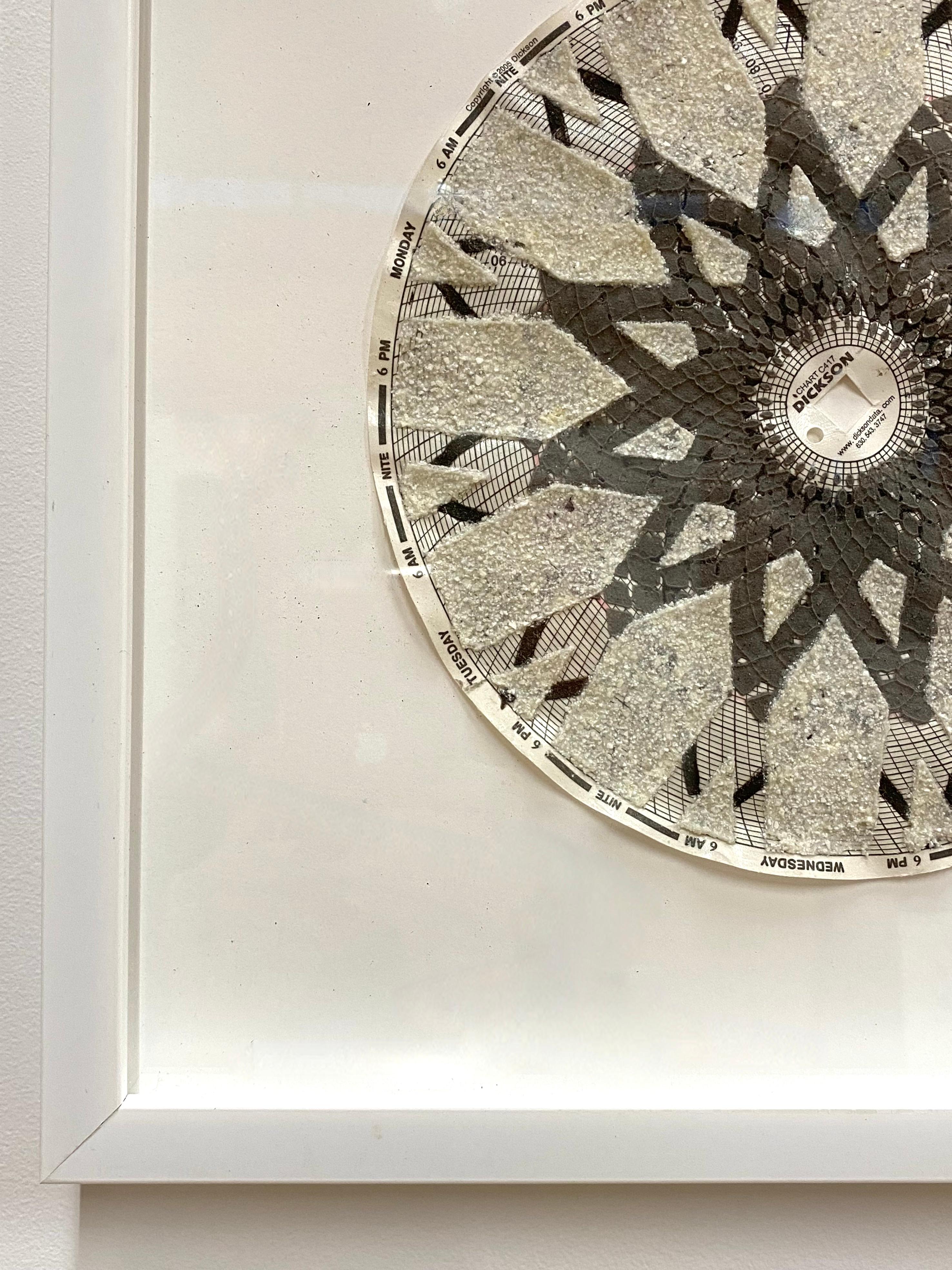 Graph Mandala Two - Brown Ivory White Abstract Textured Patterned Circle, 2018 For Sale 2