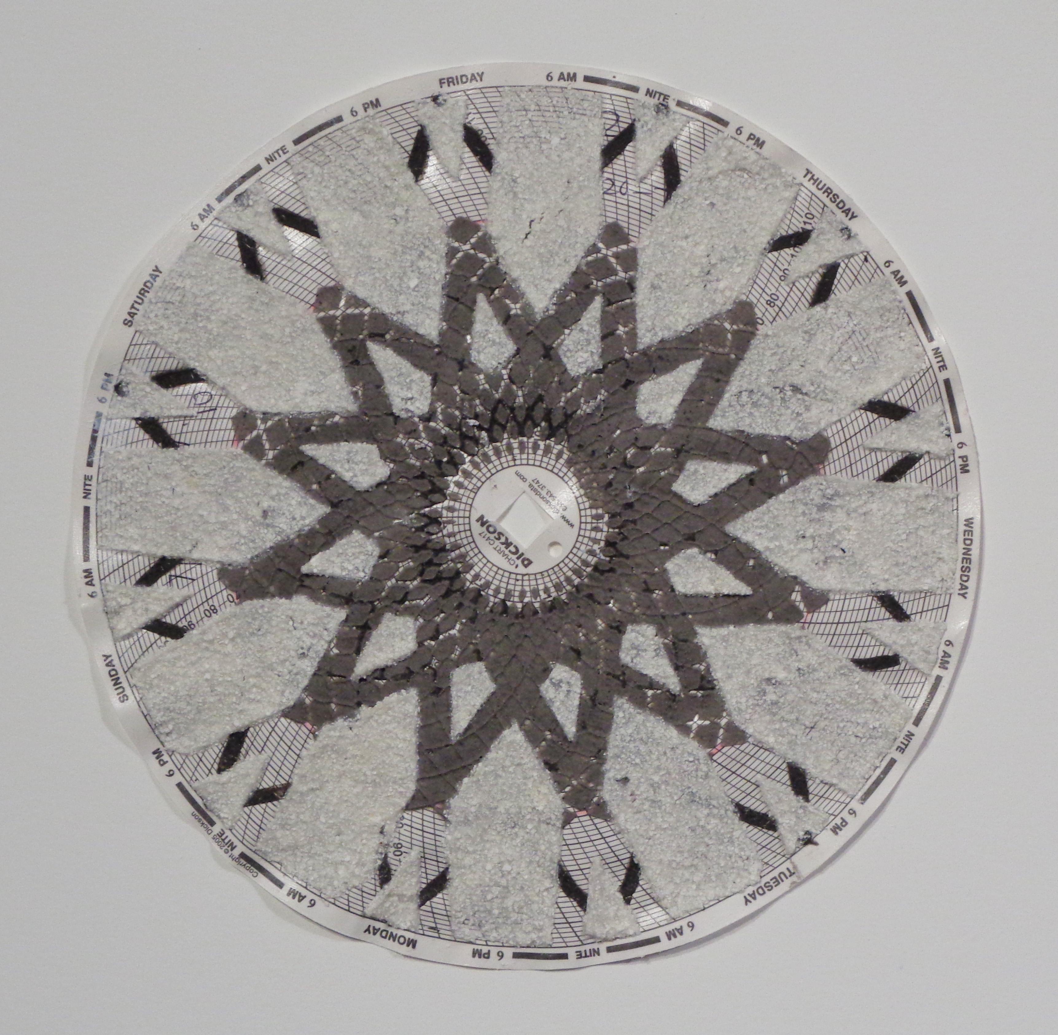 Mandala grafico due - Cerchio astratto a motivi strutturati marrone avorio bianco, 2018
