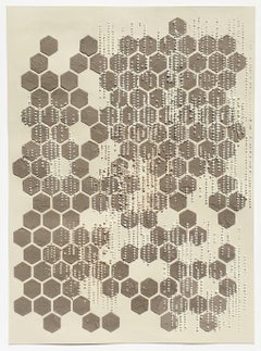 Used Honey Comb, Eggshell, Mixed Material, Dot Pattern in Brown, White on Cream Paper