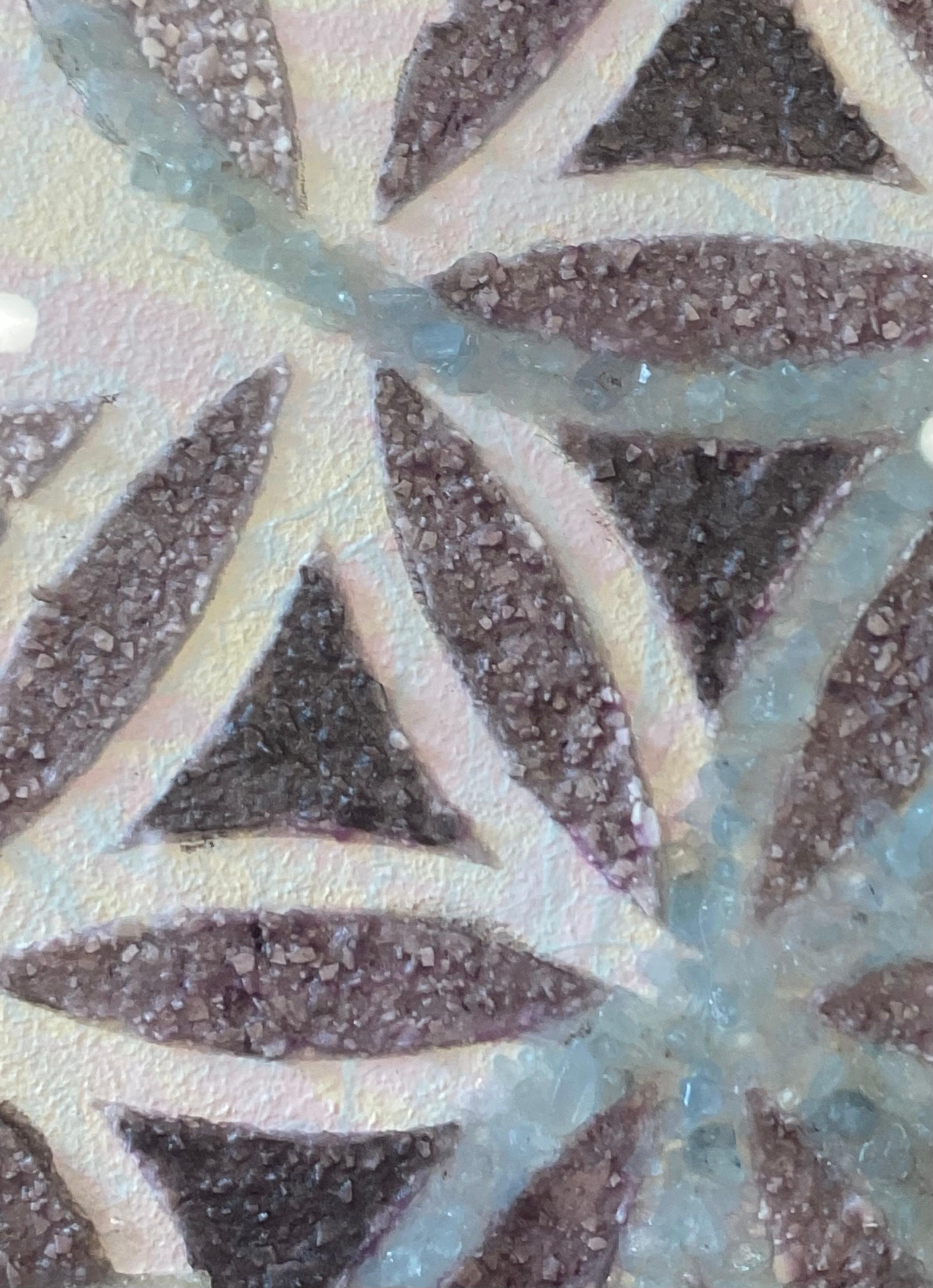 Ópalo Aguamarina - Geometría Contemporánea Azul Verde Blanco Gris Minerales, 2021 en venta 6