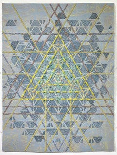 Pyramid Merkaba, Crushed Crystal, Neon Yellow, Silver, Gray Triangle Pattern