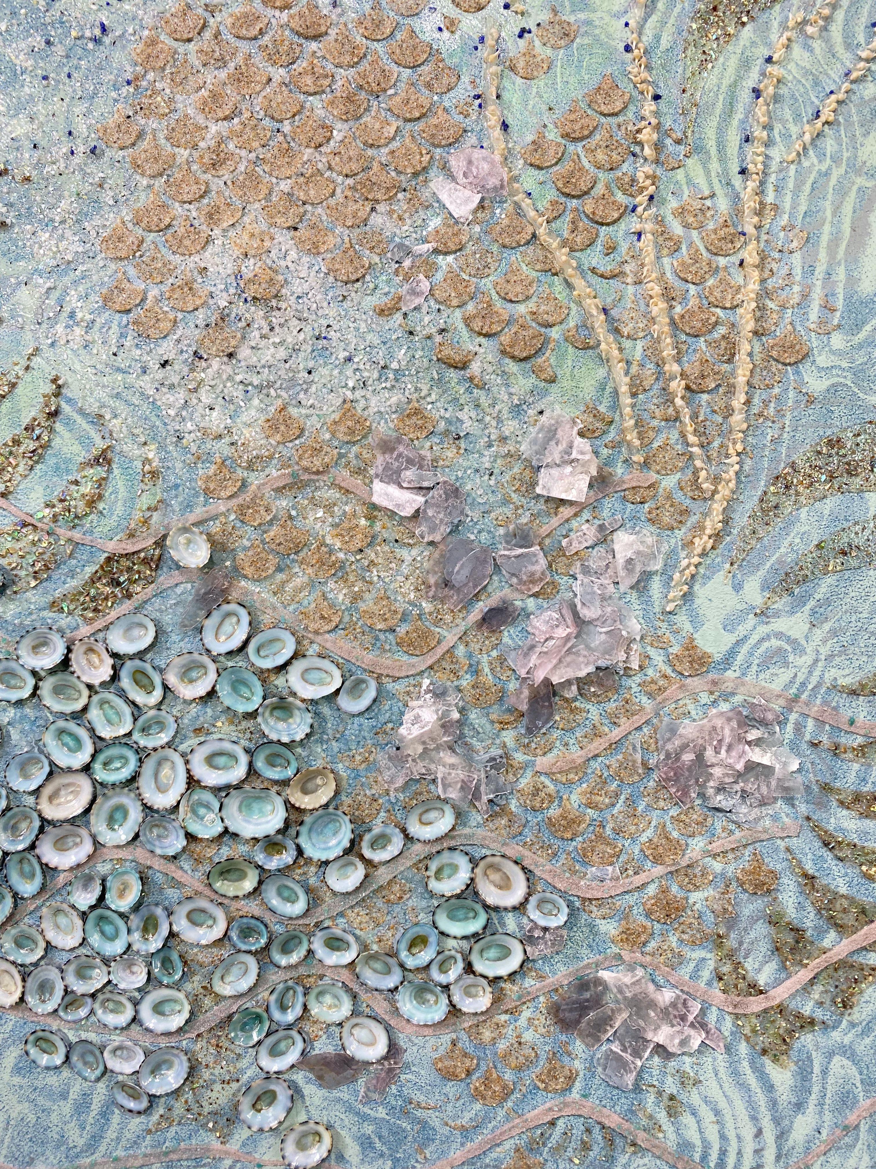 Shallows, Light Blue Abalone, Conch Shell Mixed Media Texture Abstract Pattern For Sale 4