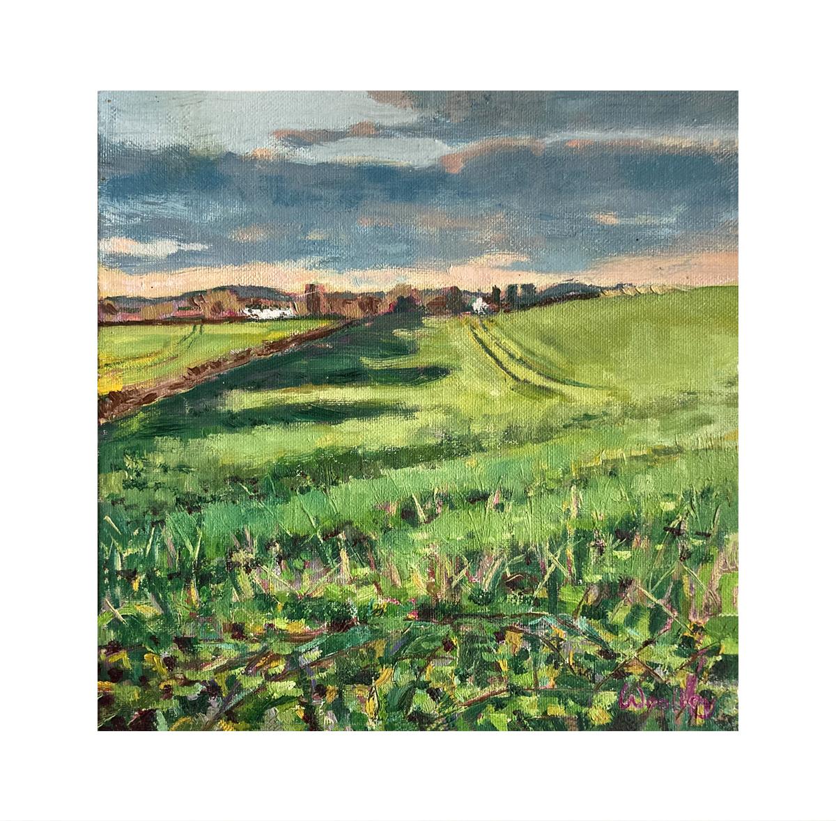 Before the Harvest par Eleanor Woolley, Peinture de paysage, Campagne, Impasto  - Expressionniste Painting par Eleanor Woolley 