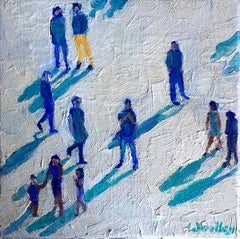 Blue Shadows, Original Painting, Figurative, Blue winter art, Oil on canvas