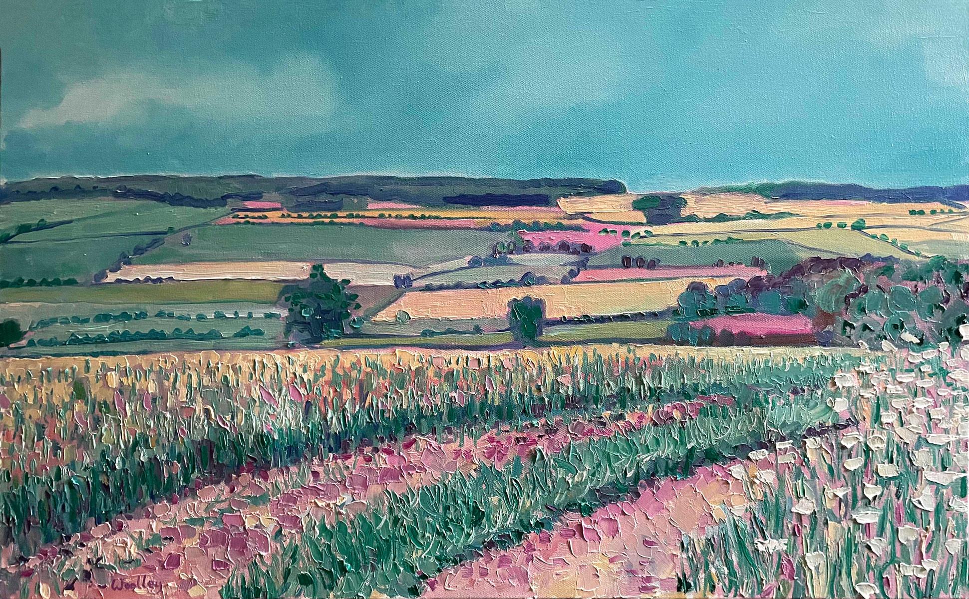 Landscape Painting Eleanor Woolley  - Chadlington, Oxfordshire, peinture à l'huile contemporaine originale, huile sur toile