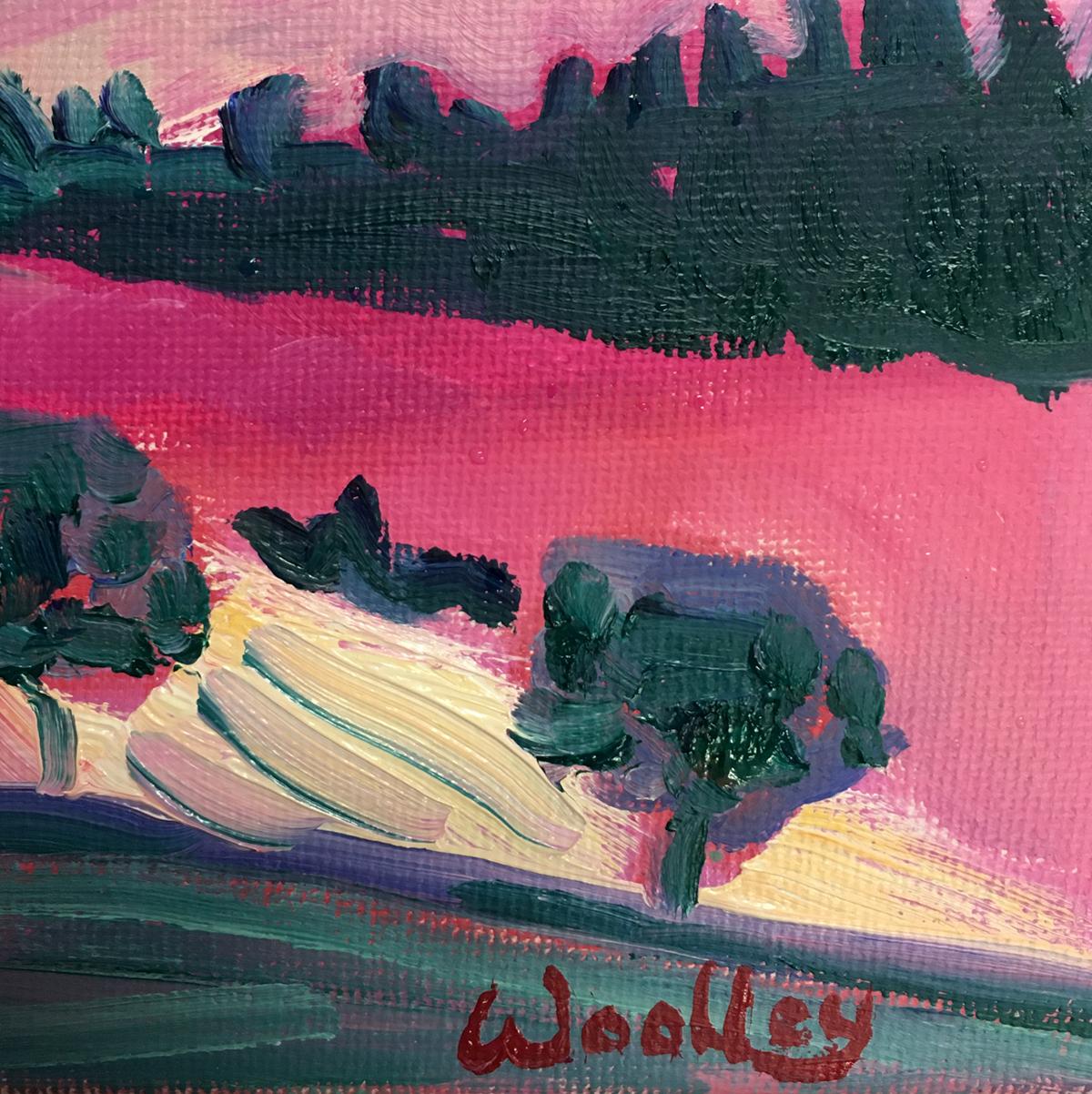Cotswolds in Pink, Original Contemporary Oil Painting, Oil on canvas, Affordable For Sale 4