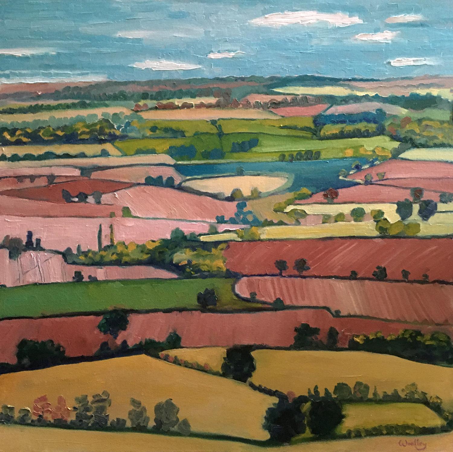 Eleanor Woolley  Landscape Painting - From the Tyndale Monument. Original Contemporary Oil Painting, Gloucestershire
